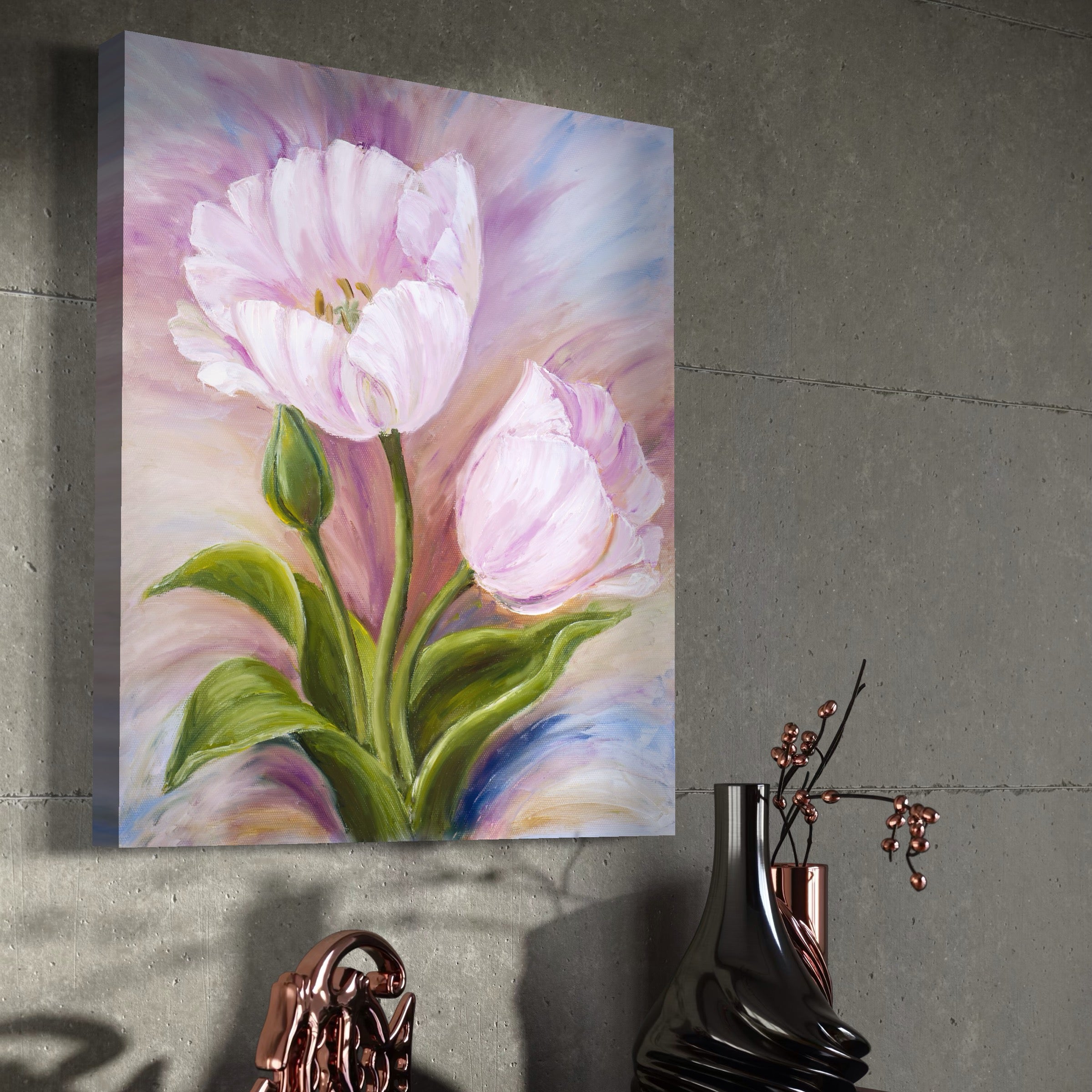 Tablou Canvas Premium LuxCanva® A1371, Pink Tulip , Dormitor, Lalea, Floare, Planta, Living, Culori Vibrante