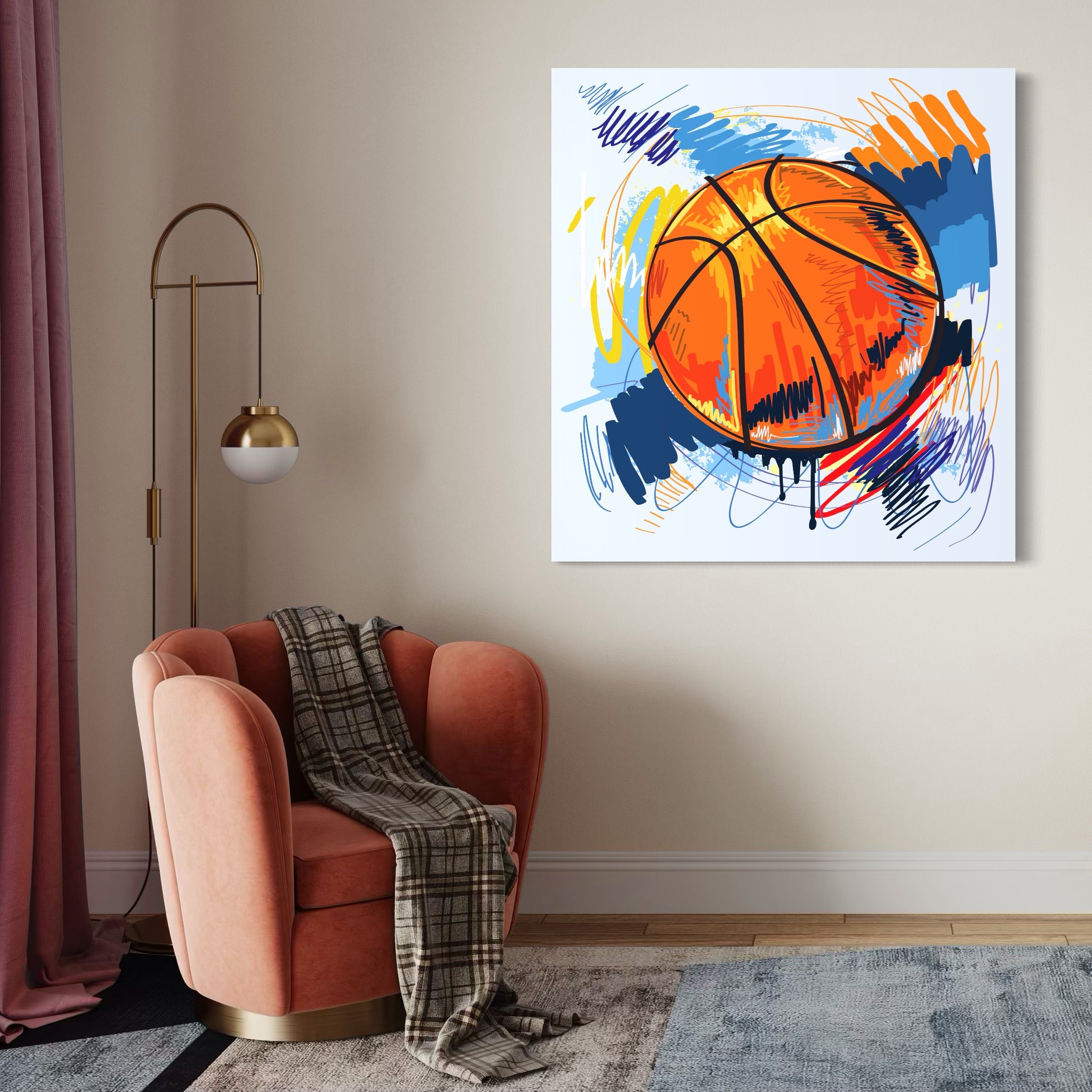 Tablou Canvas Premium LuxCanva® A1372, Basketball , Dormitor, Minge, Sport, Baschet, Camera Copil, NBA, Culori Vibrante