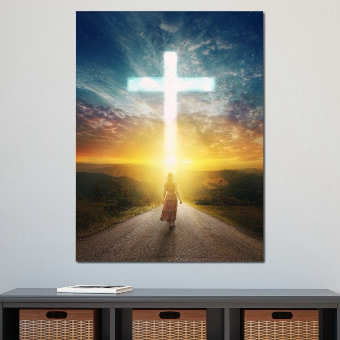 Tablou Canvas Premium LuxCanva® H1012, Drumul catre Lumina , Speranta, Drum, Lumina, Cruce, Pasi, Intalnire, Salvare, Pace, Vesnicie, Living, Dormitor
