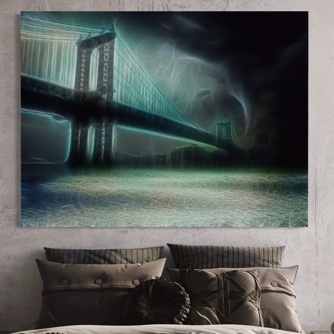 Tablou Canvas Premium LuxCanva® A1375, Podul , Dormitor, Furtuna, Ploaie, Fulgere, Living, Culori Vibrante