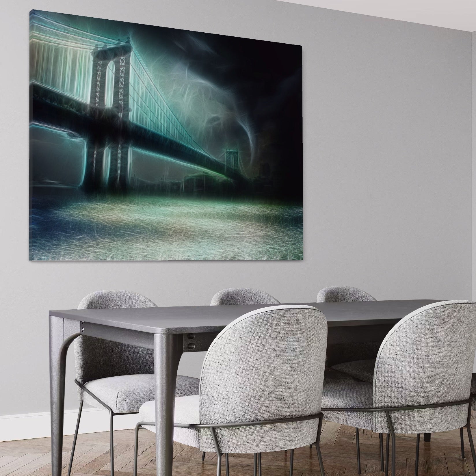 Tablou Canvas Premium LuxCanva® A1375, Podul , Dormitor, Furtuna, Ploaie, Fulgere, Living, Culori Vibrante