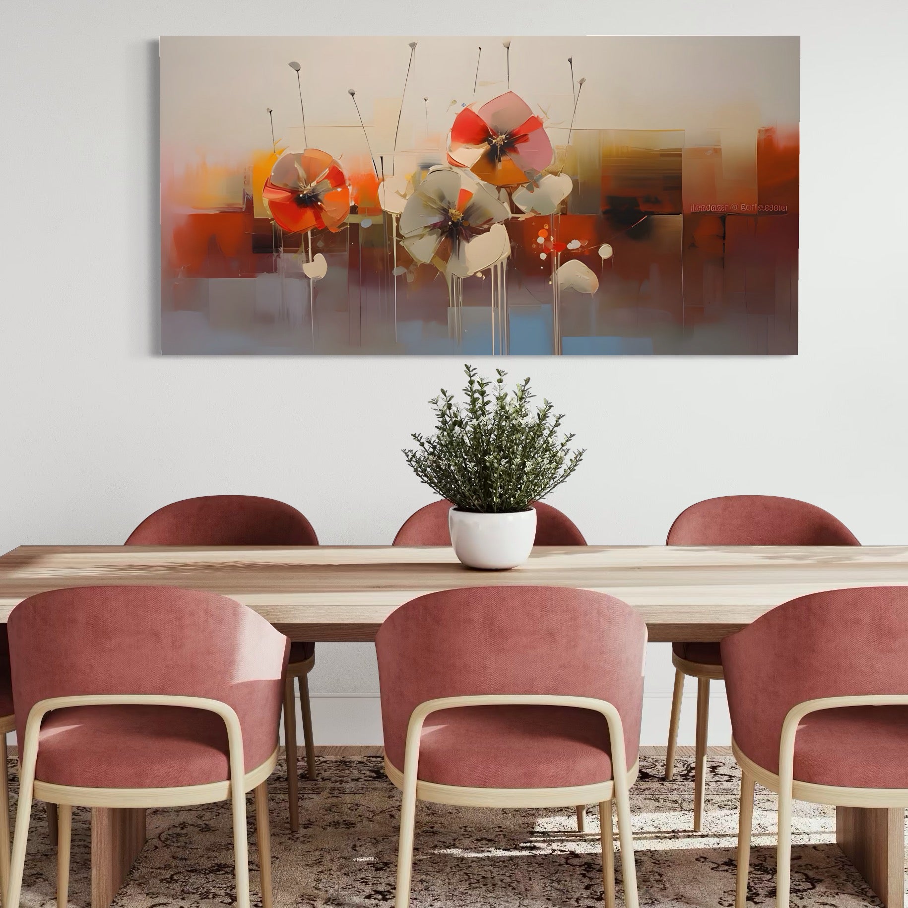 Tablou Canvas Premium LuxCanva® A1376, Painted Flowers , Dormitor, Flori, Pictura, Natura, Decorativ, Living, Culori Vibrante