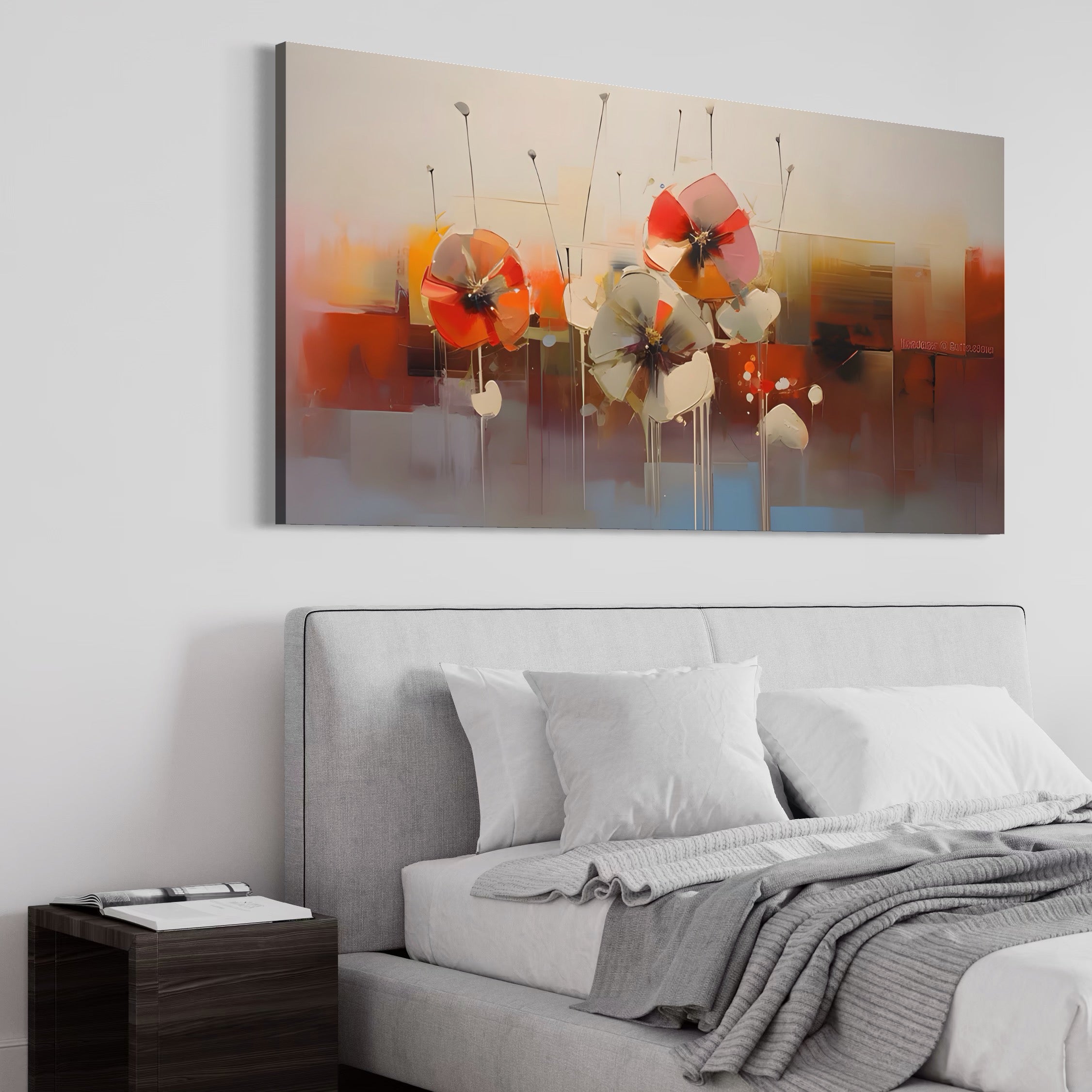 Tablou Canvas Premium LuxCanva® A1376, Painted Flowers , Dormitor, Flori, Pictura, Natura, Decorativ, Living, Culori Vibrante