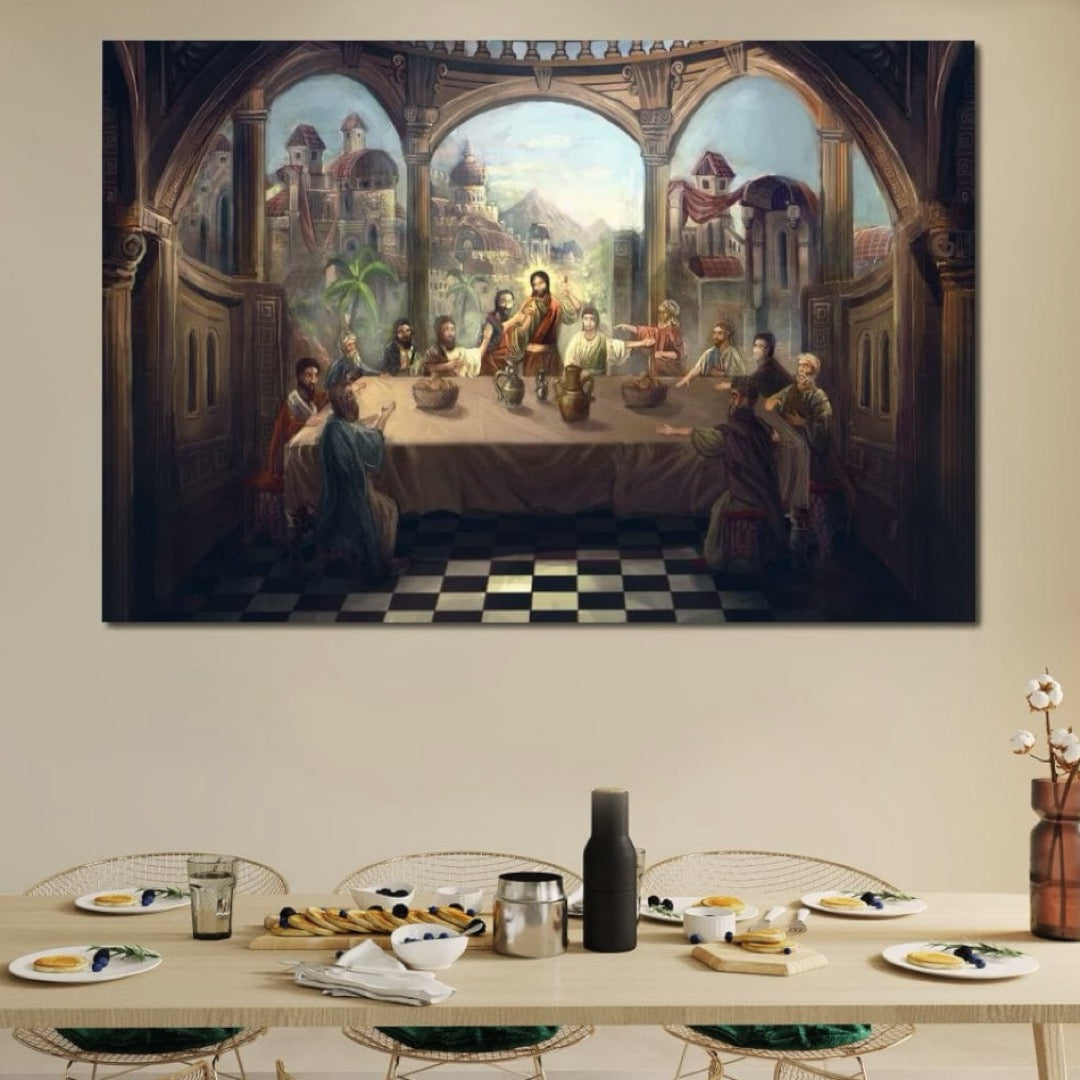 Tablou Canvas Premium LuxCanva® H1023 Cina lui Hristos , Legamant, Iisus, Taina, Iubire, Apostoli, Armonie, Har, Divin, Mantuitor, Living, Dormitor