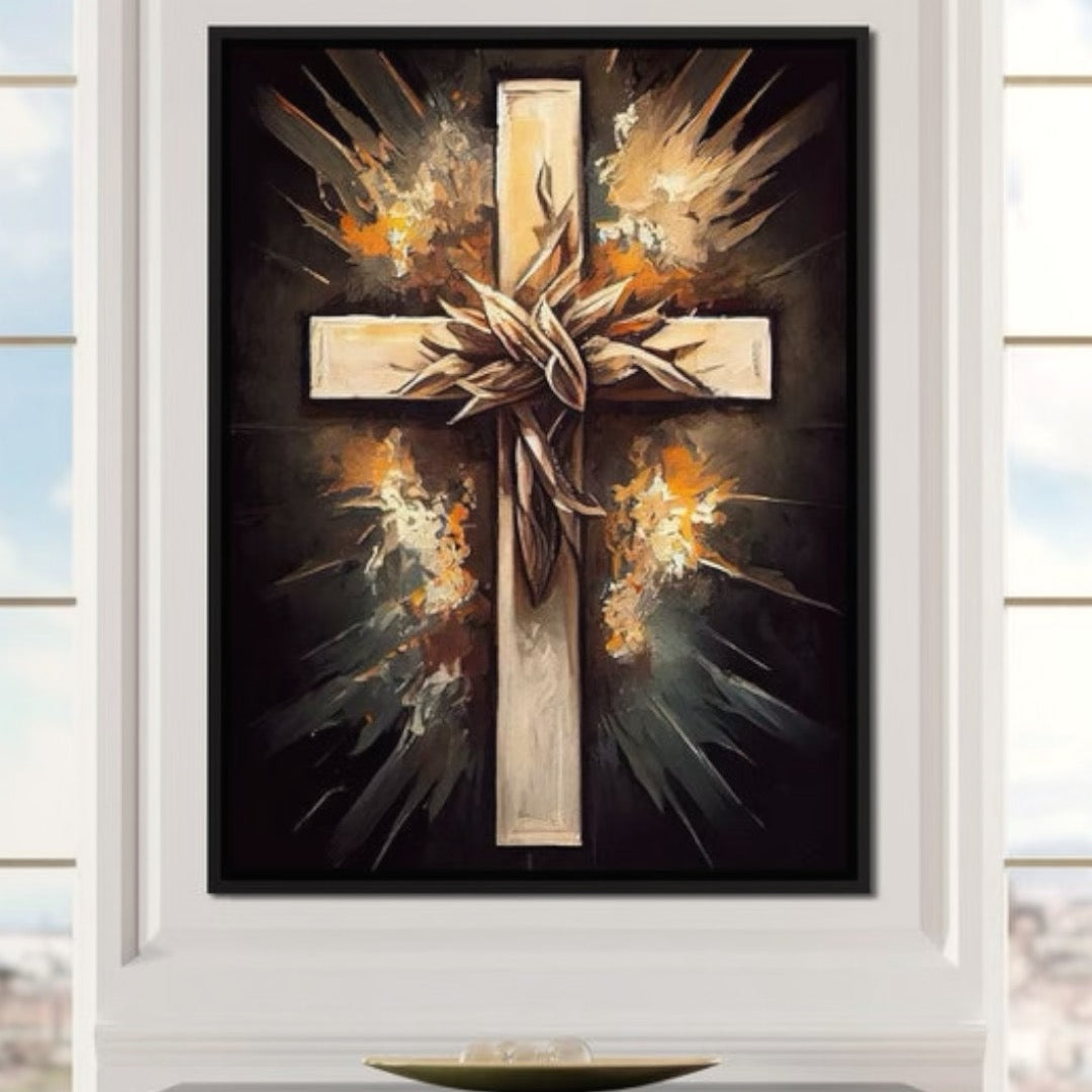 Tablou Canvas Premium LuxCanva® H1029 Ecoul Sacru al Jerfei , Coroana, Spini, Sacrificiu, Divin, Mantuire, Biblic, Jertfa, Cruce, Living, Dormitor