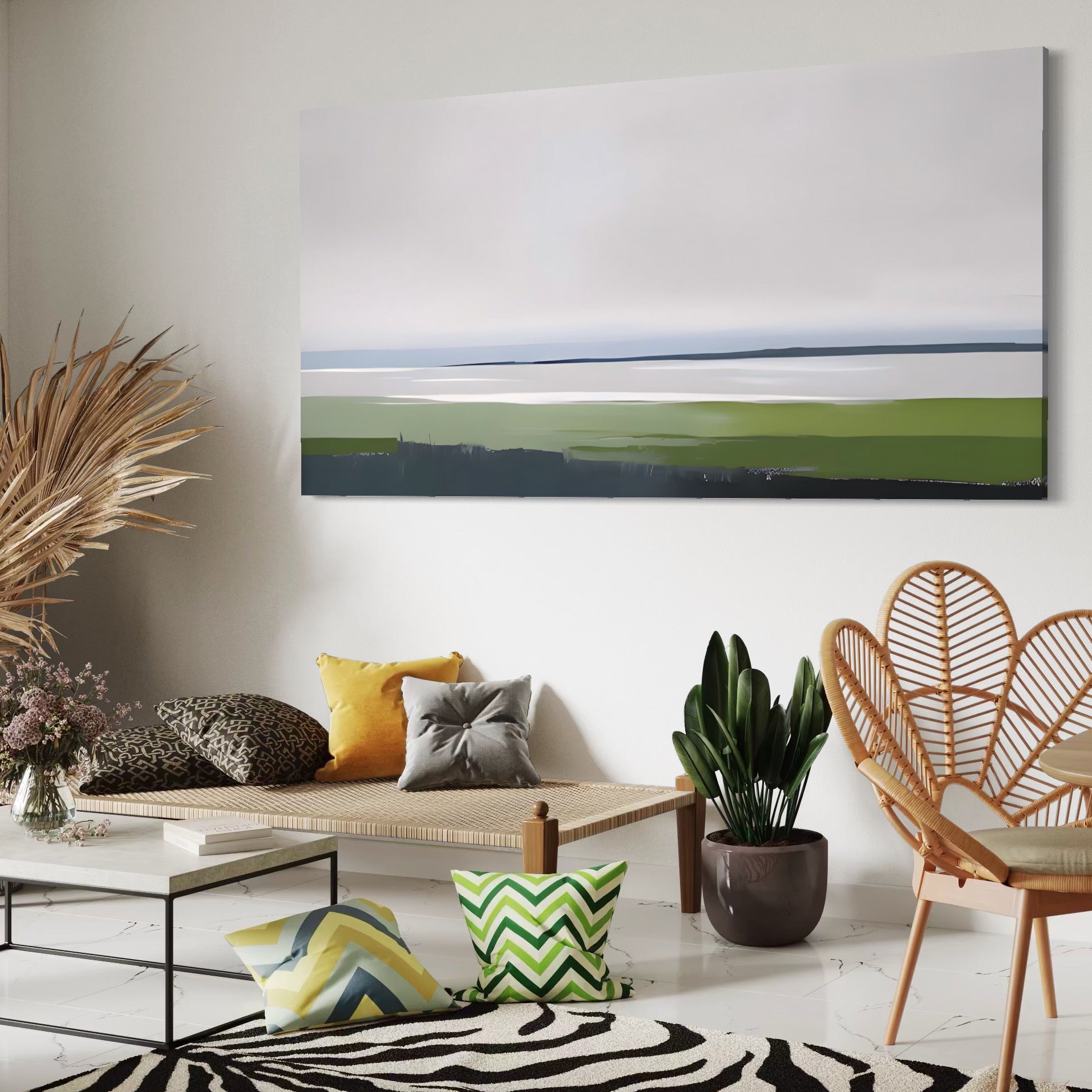 Tablou Canvas Premium LuxCanva® A1384, Orizont ,  Living, Peisaj, Campie, Natura, Dormitor, Culori Vibrante