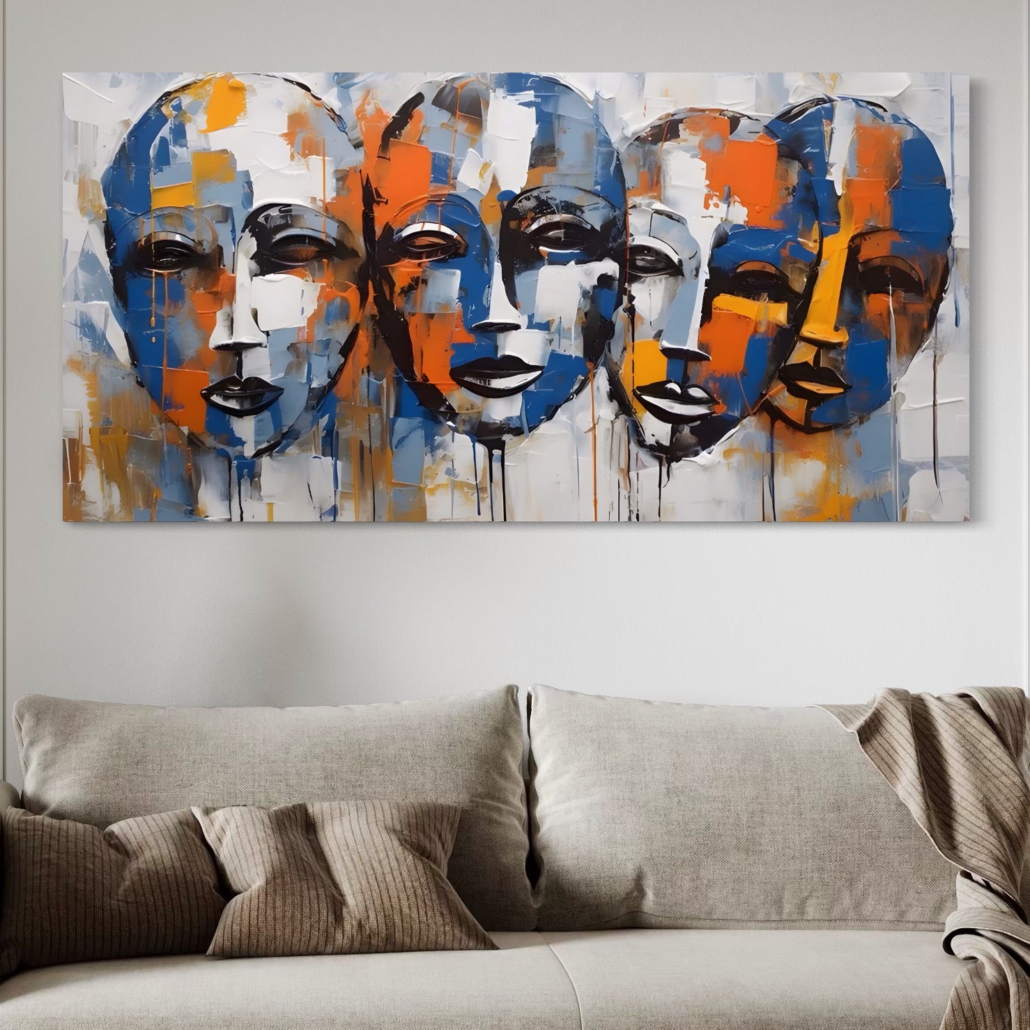 Tablou Canvas Premium LuxCanva® A1385, 4Faces , Living, Chipuri, Copii, Masti, Dormitor, Culori Vibrante