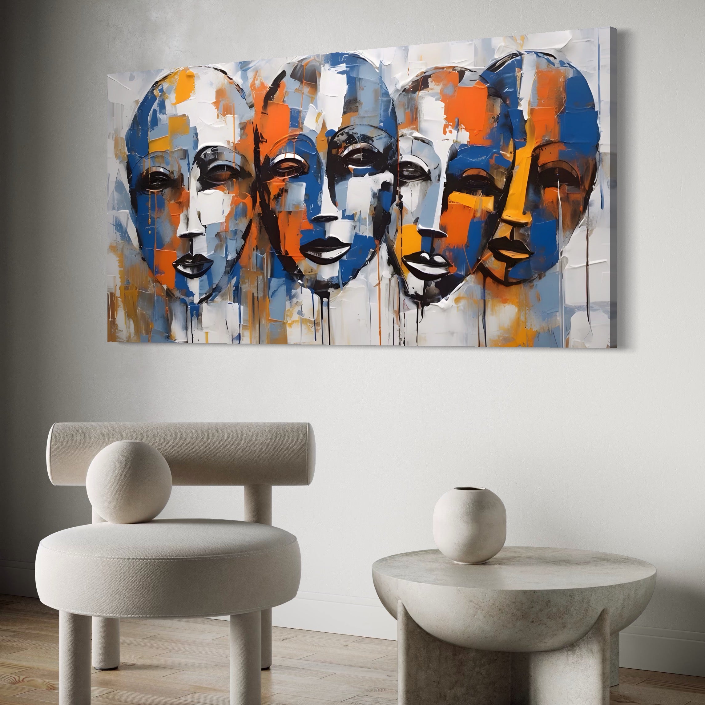 Tablou Canvas Premium LuxCanva® A1385, 4Faces , Living, Chipuri, Copii, Masti, Dormitor, Culori Vibrante