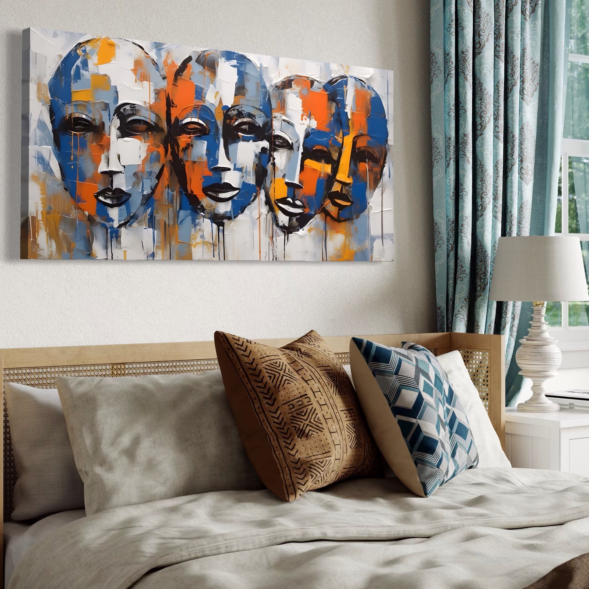 Tablou Canvas Premium LuxCanva® A1385, 4Faces , Living, Chipuri, Copii, Masti, Dormitor, Culori Vibrante