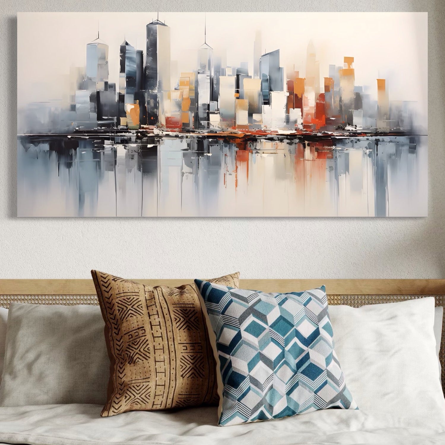 Tablou Canvas Premium LuxCanva® A1386, The City , Living, Oras, Cladiri, Reflexie, Dormitor, Culori Vibrante