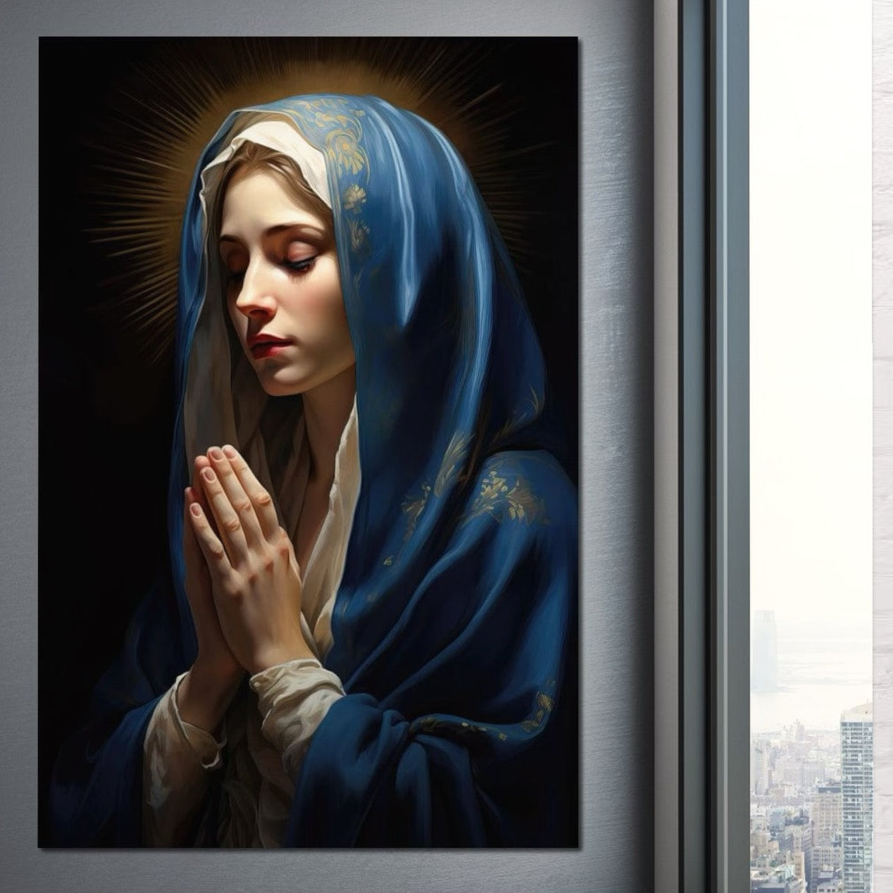 Tablou Canvas Premium LuxCanva® H1035, Rugaciunea Fecioarei, Fecioara Maria, Divinitate, Lumina, Credinta, Har, Rugaciune, Pace, Binecuvantare, Living, Dormitor