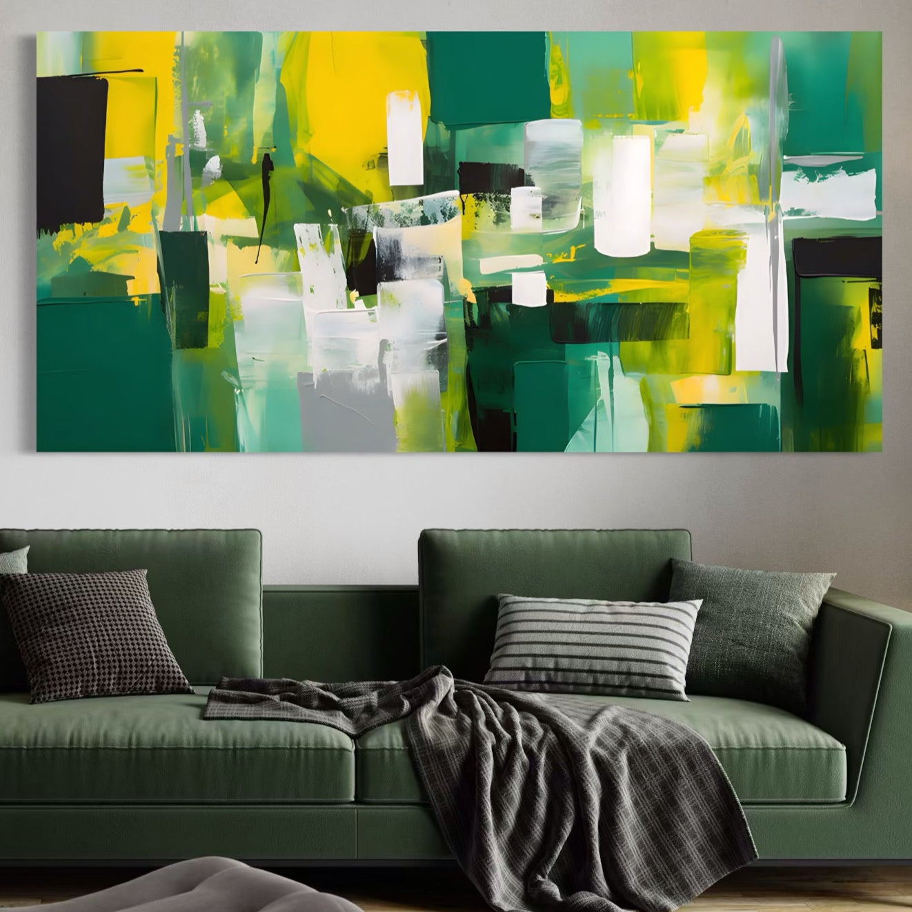 Tablou Canvas Premium LuxCanva® A1388, Abstract Green , Living, Verde, Culoare, Arta Moderna, Dormitor, Culori Vibrante