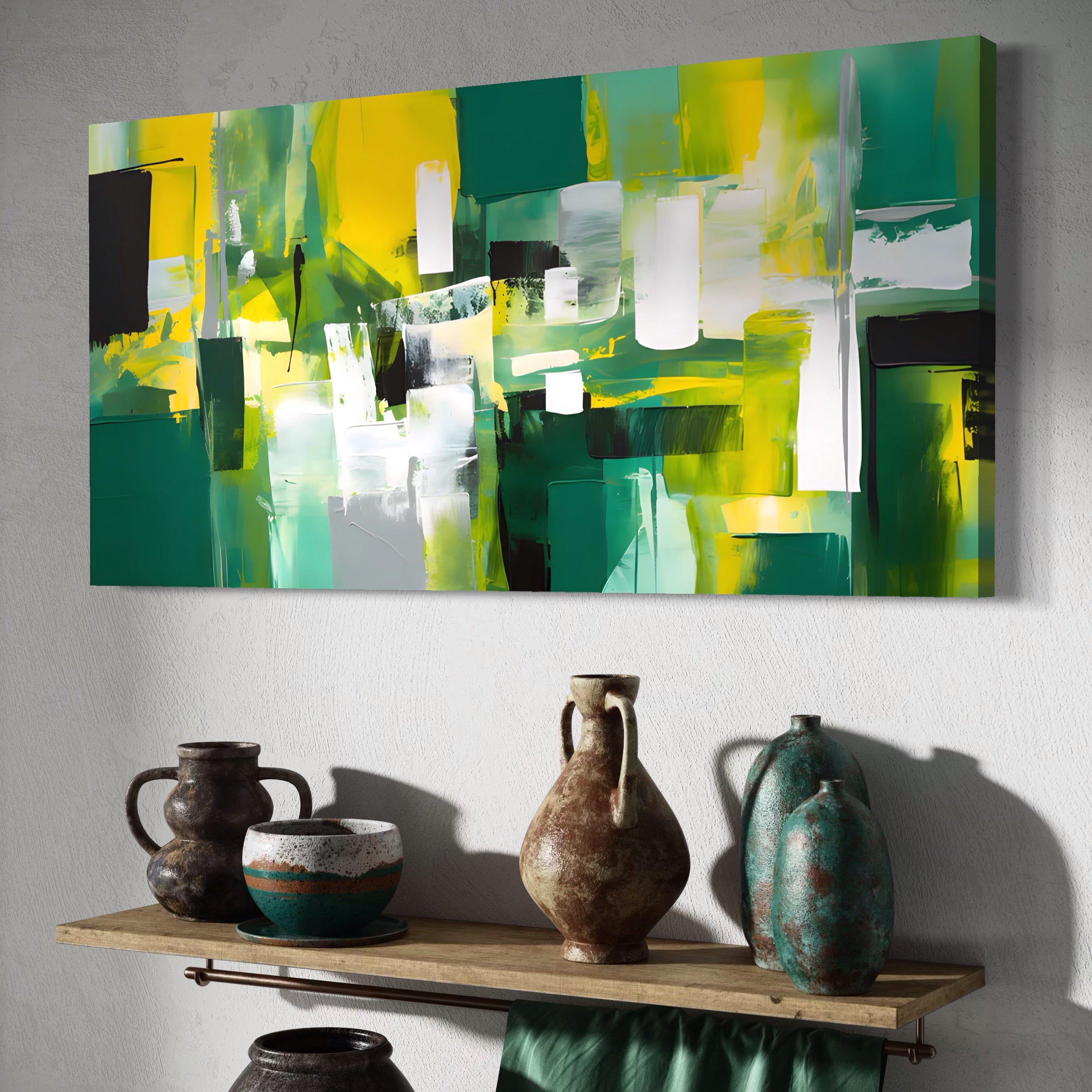 Tablou Canvas Premium LuxCanva® A1388, Abstract Green , Living, Verde, Culoare, Arta Moderna, Dormitor, Culori Vibrante