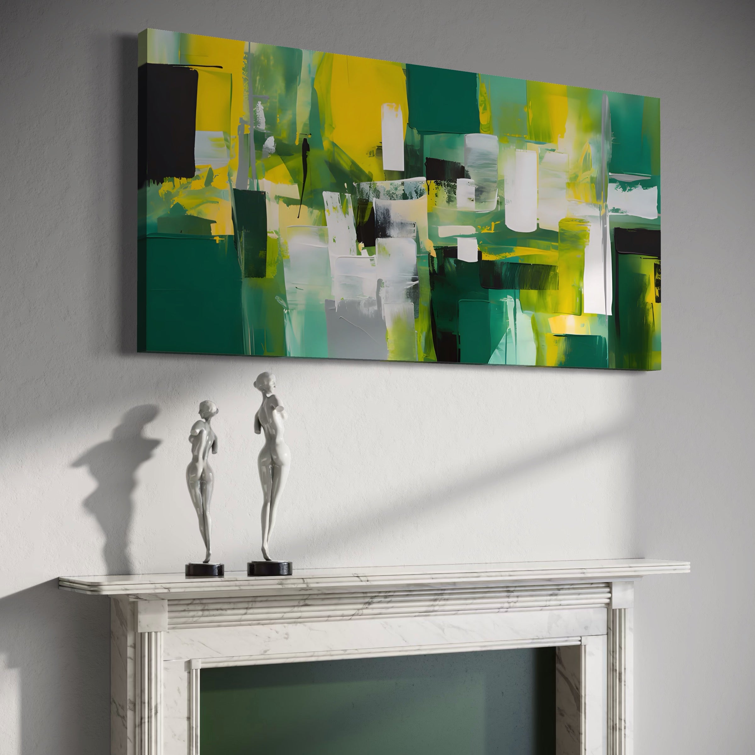 Tablou Canvas Premium LuxCanva® A1388, Abstract Green , Living, Verde, Culoare, Arta Moderna, Dormitor, Culori Vibrante