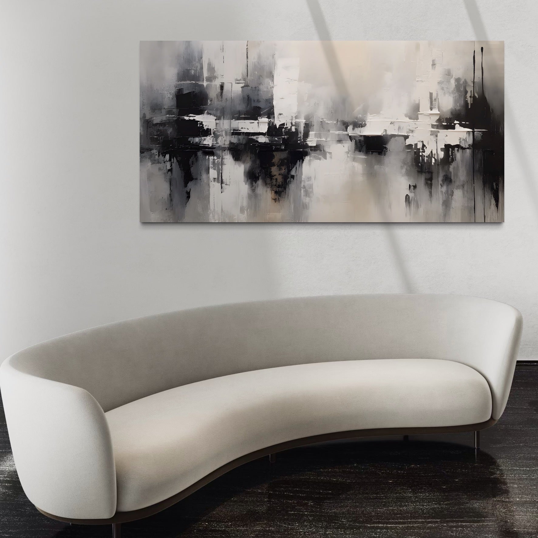 Tablou Canvas Premium LuxCanva® A1390, Abstract Gray , Living, Arta Moderna, Gri, Reflexie De Culori, Galerie, Culori Vibrante