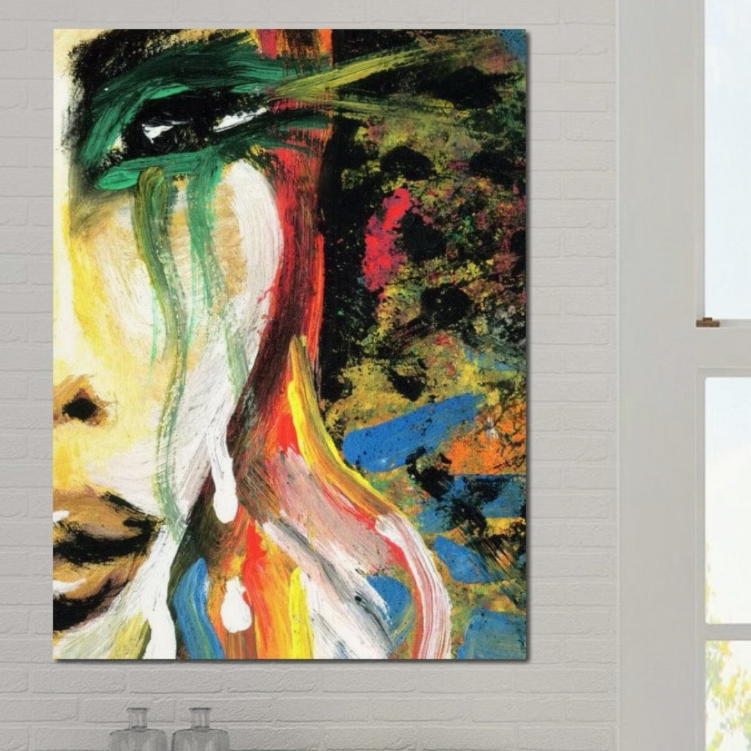 Tablou Canvas Premium, LuxCanva® G1079, Sentimente pe Panza, Lacrimi, Colorate, Suferinta, Emotie, Traire, Freamat, Culori, Living, Dormitor