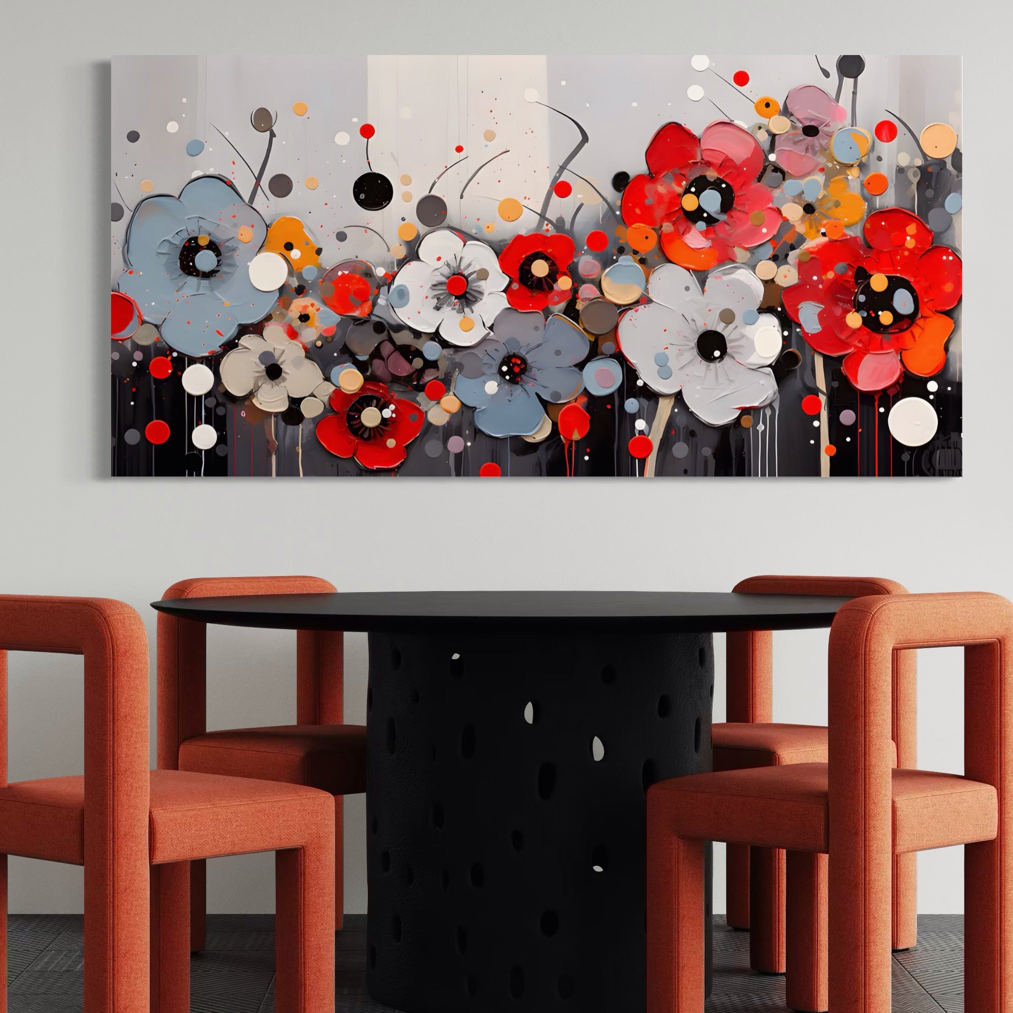 Tablou Canvas Premium LuxCanva® A1394, Pictura Florala , Galerie, Paleta De Culori, Flori Colorate, Decorativ, Culori Vibrante