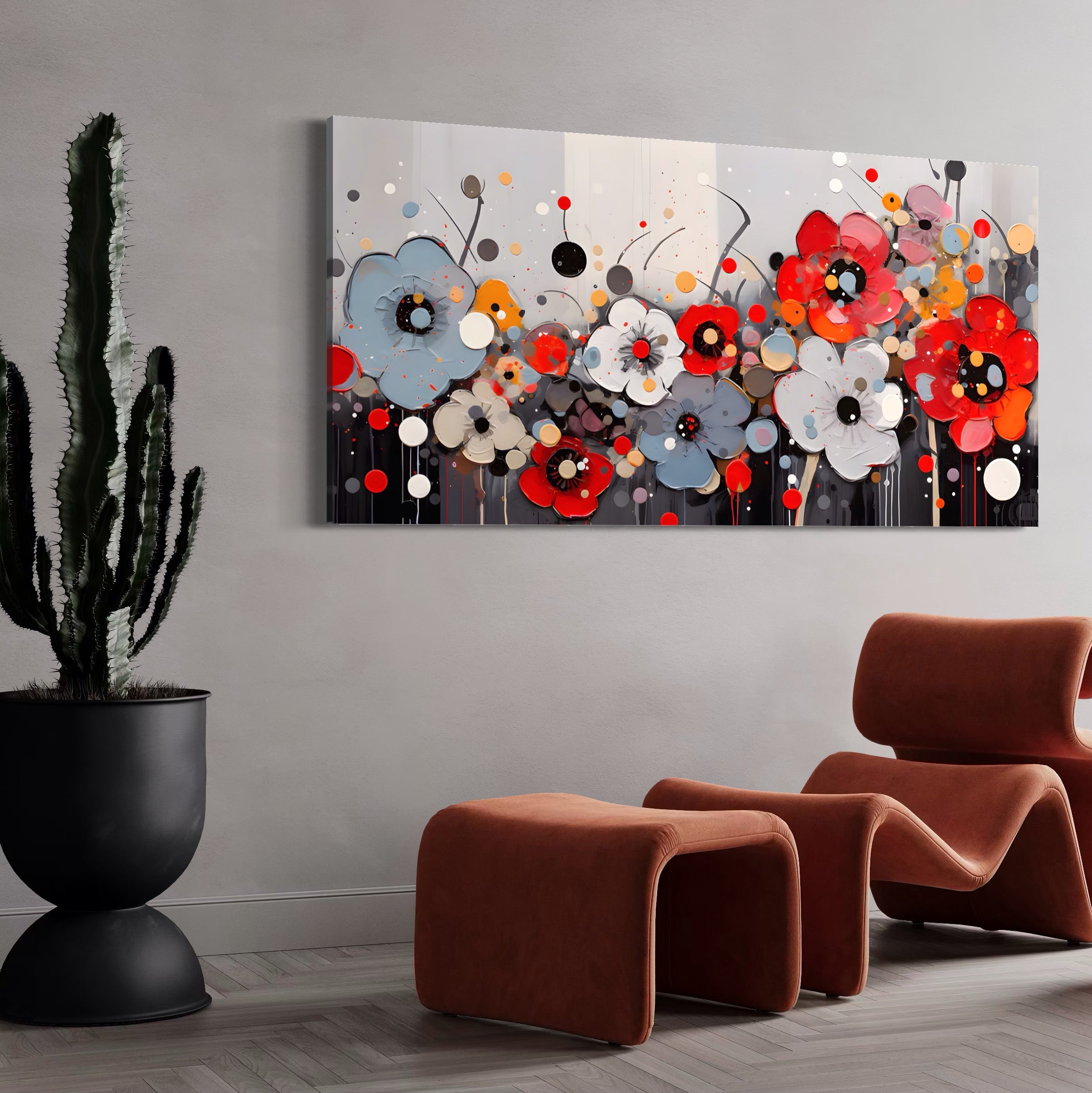 Tablou Canvas Premium LuxCanva® A1394, Pictura Florala , Galerie, Paleta De Culori, Flori Colorate, Decorativ, Culori Vibrante