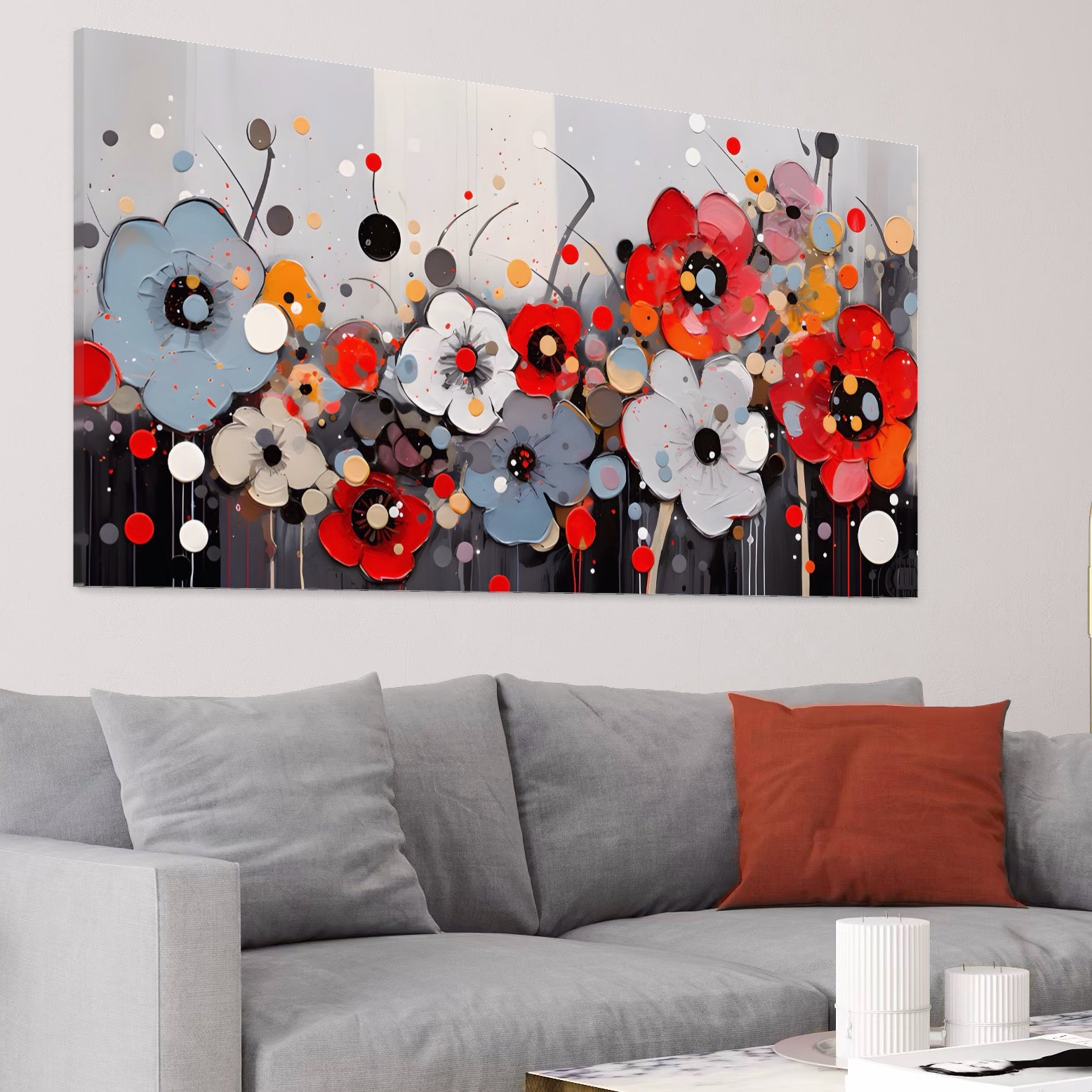 Tablou Canvas Premium LuxCanva® A1394, Pictura Florala , Galerie, Paleta De Culori, Flori Colorate, Decorativ, Culori Vibrante