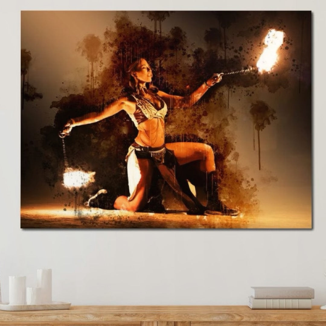 Tablou Canvas Premium, LuxCanva® G1086, Dansul Focului, Forta, Incendiar, Spectacol, Artist, Show, Circ, Arta, Flacari, Atmosfera, Living, Dormitor