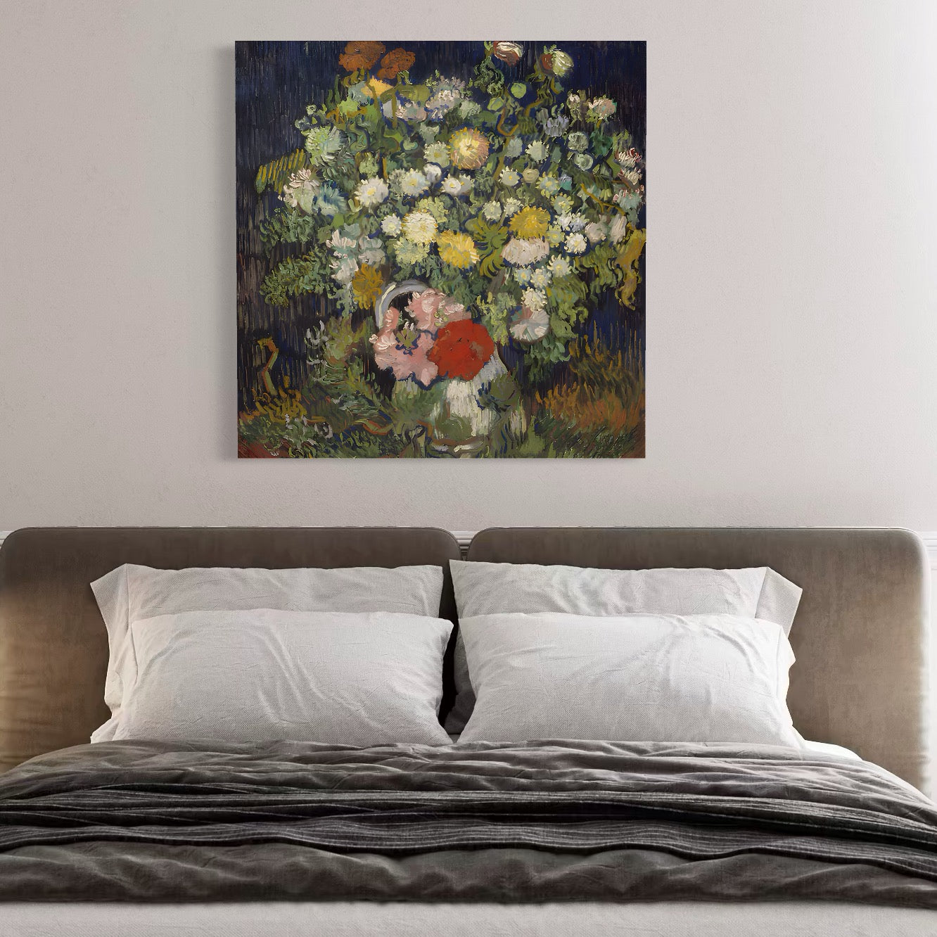 Tablou Canvas Premium LuxCanva® A1397, Flori In Vaza ,  Room, Pictura, Crizanteme, Living, Culori Vibrante