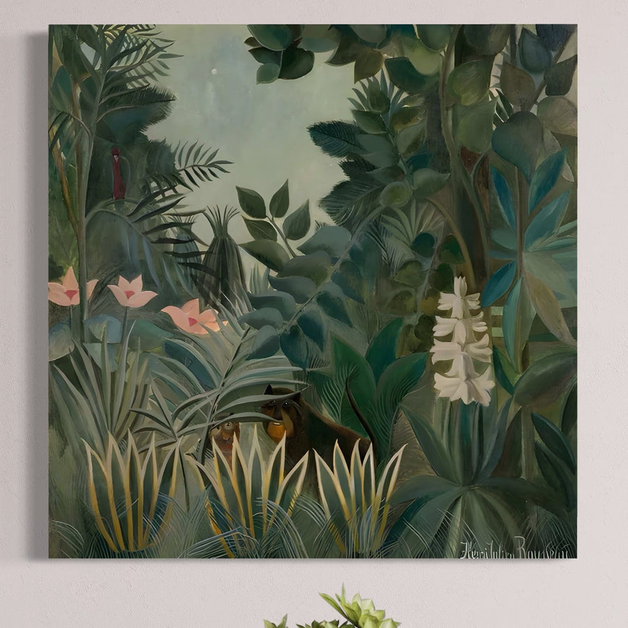 Decorați-vă spațiul de locuit cu Tablou Canvas Premium LuxCanva® A1398: "Primavara In Padure" - o lucrare de artă vibrantă cu pădure densă, animale ascunse, zambile și lalele; pânză de calitate premium de la LuxCanva®, perfectă pentru orice cameră.