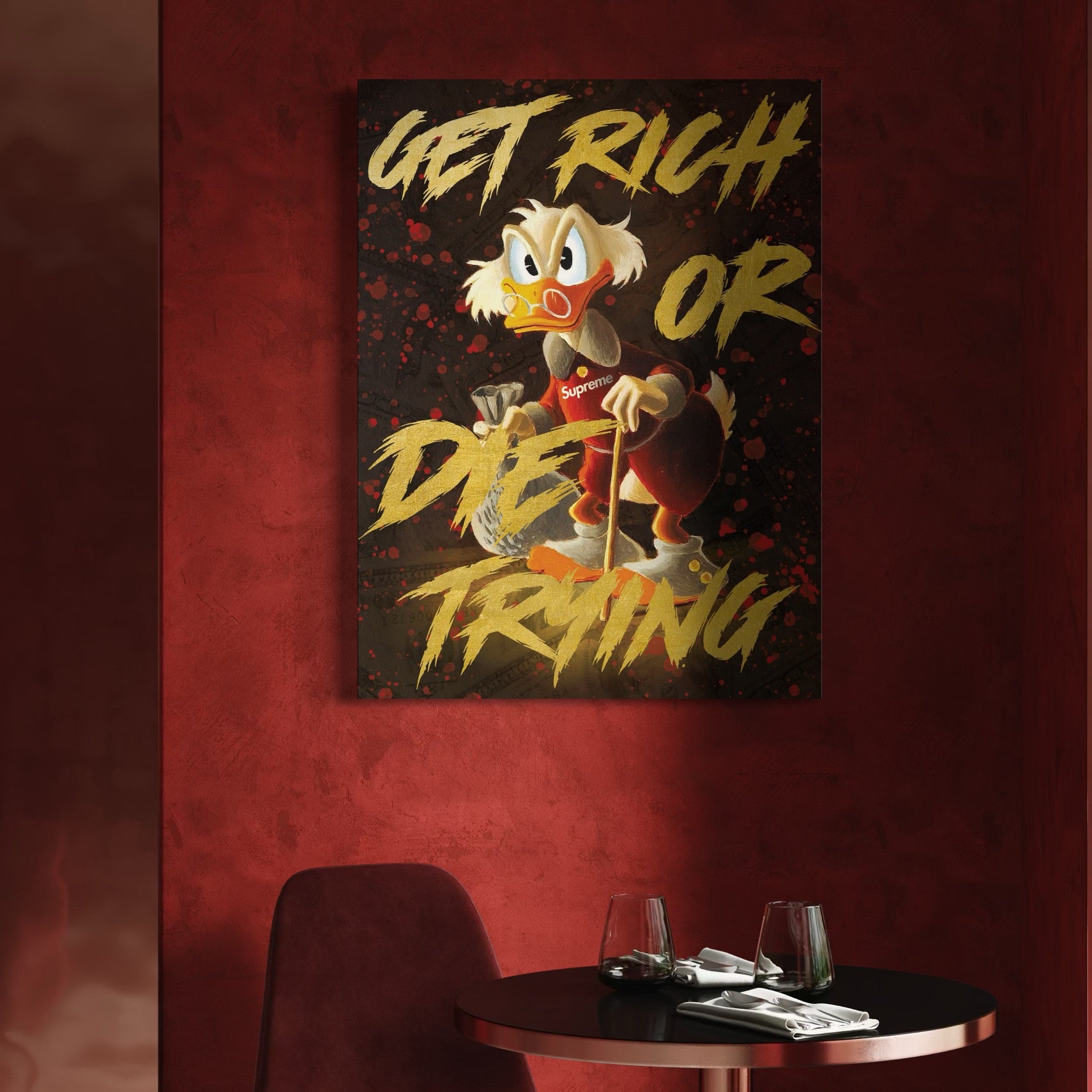 Tablou Canvas Premium, LuxCanva® A1038, Scrooge McDuck, Money, Desene Animate, Gold, Motivational, Culori Vibrante