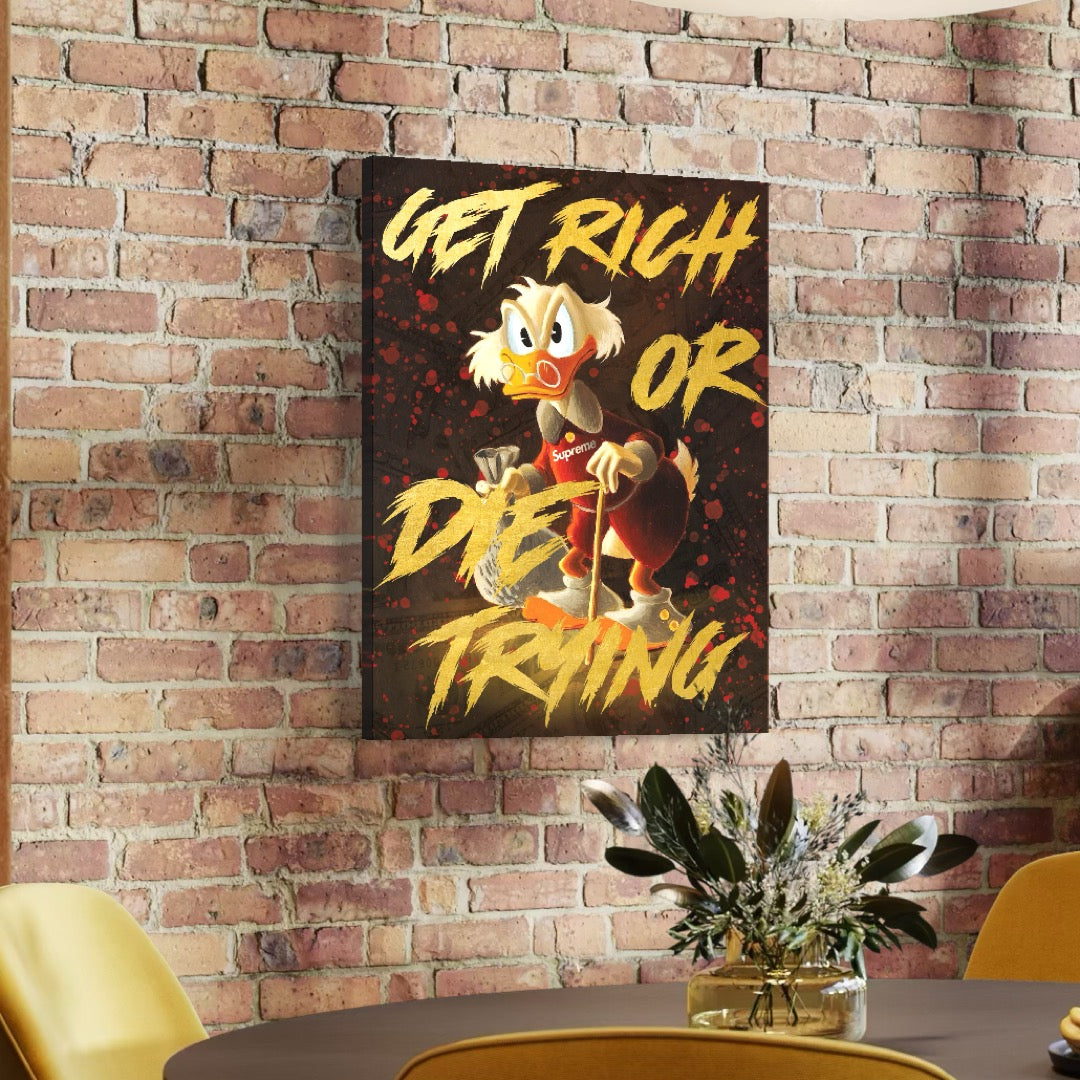 Tablou Canvas Premium, LuxCanva® A1038, Scrooge McDuck, Money, Desene Animate, Gold, Motivational, Culori Vibrante