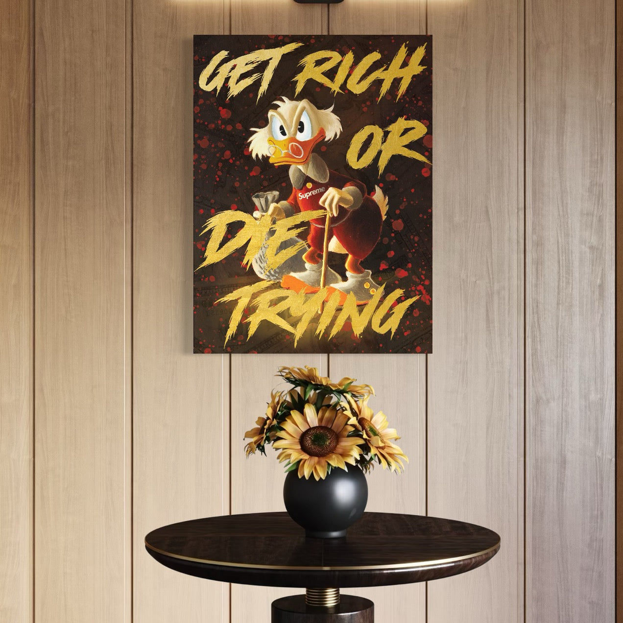 Tablou Canvas Premium, LuxCanva® A1038, Scrooge McDuck, Money, Desene Animate, Gold, Motivational, Culori Vibrante