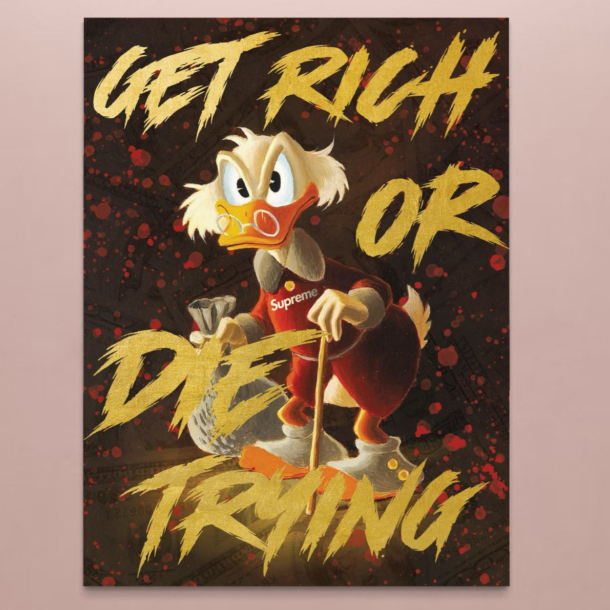 Tablou Canvas Premium, LuxCanva® A1038, Scrooge McDuck, Money, Desene Animate, Gold, Motivational, Culori Vibrante