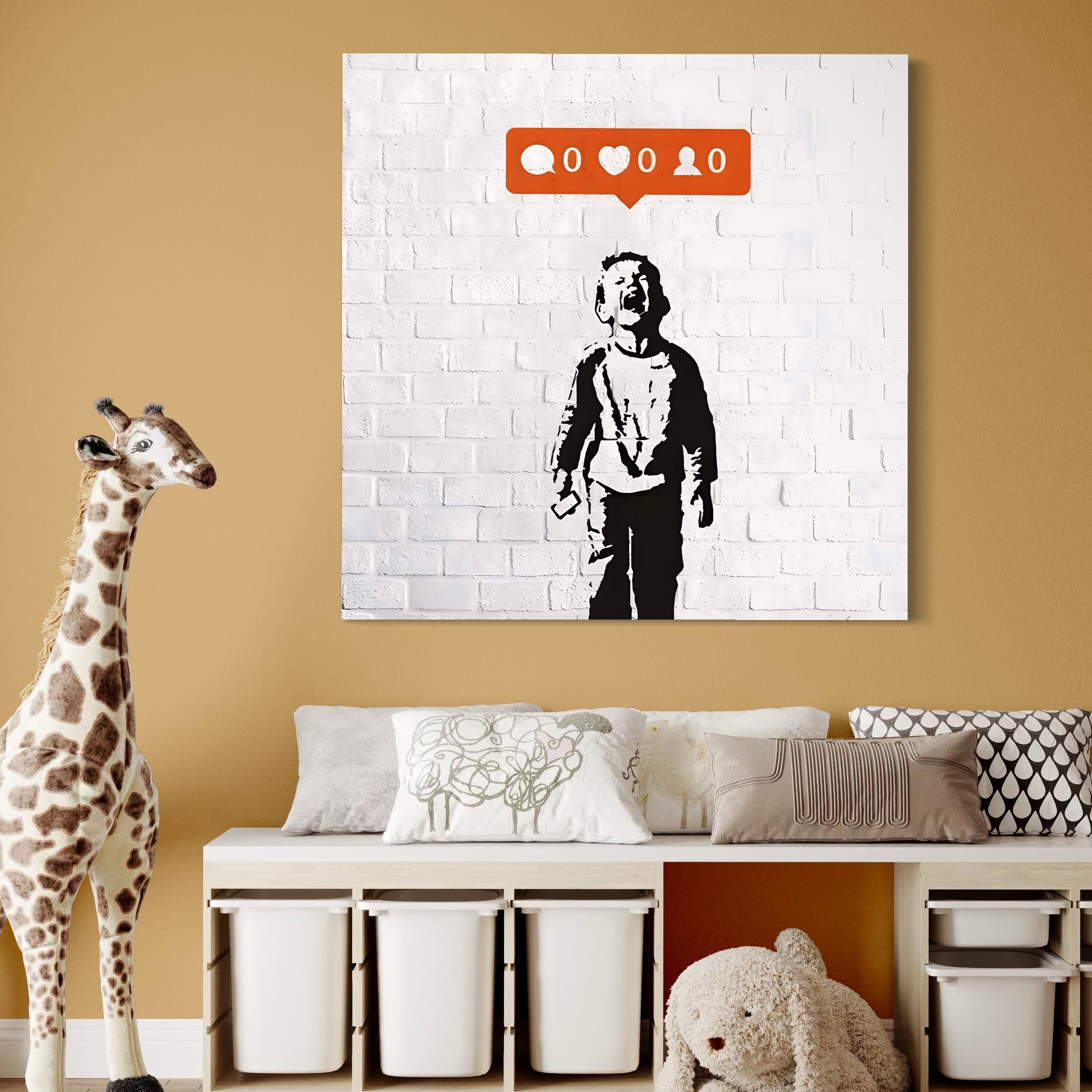 Tablou Canvas Premium LuxCanva® A1400, No Followers , Room, Inocenta, Social Media, Copil, Graffiti, Culori Vibrante