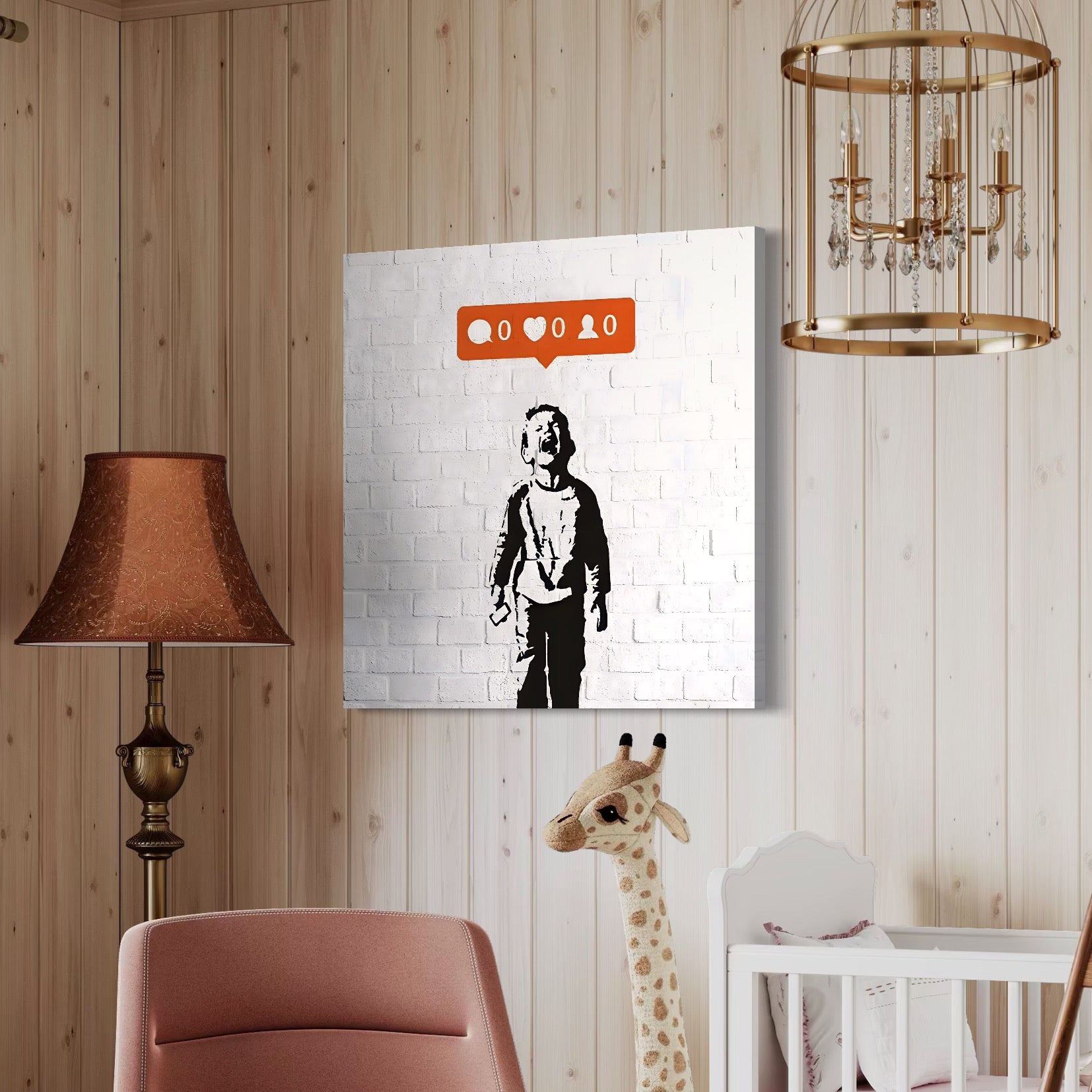 Tablou Canvas Premium LuxCanva® A1400, No Followers , Room, Inocenta, Social Media, Copil, Graffiti, Culori Vibrante