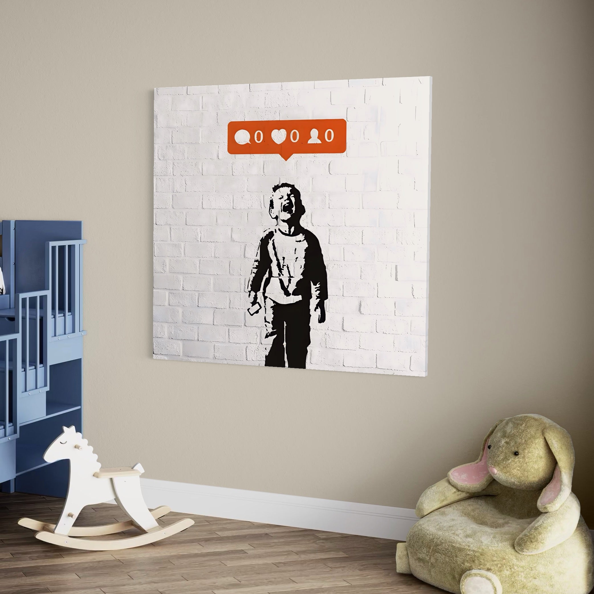 Tablou Canvas Premium LuxCanva® A1400, No Followers , Room, Inocenta, Social Media, Copil, Graffiti, Culori Vibrante