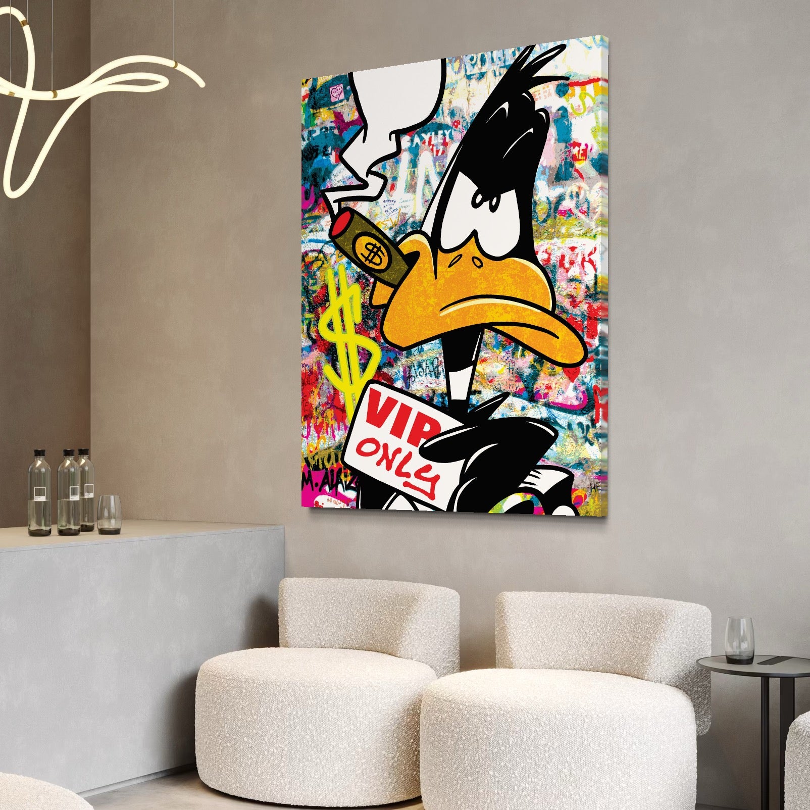 Tablou Canvas Premium, LuxCanva® A1042, Daffy Duck, Desene Animate, Looney Tunes, Dollar, VIP, Culori Vibrante