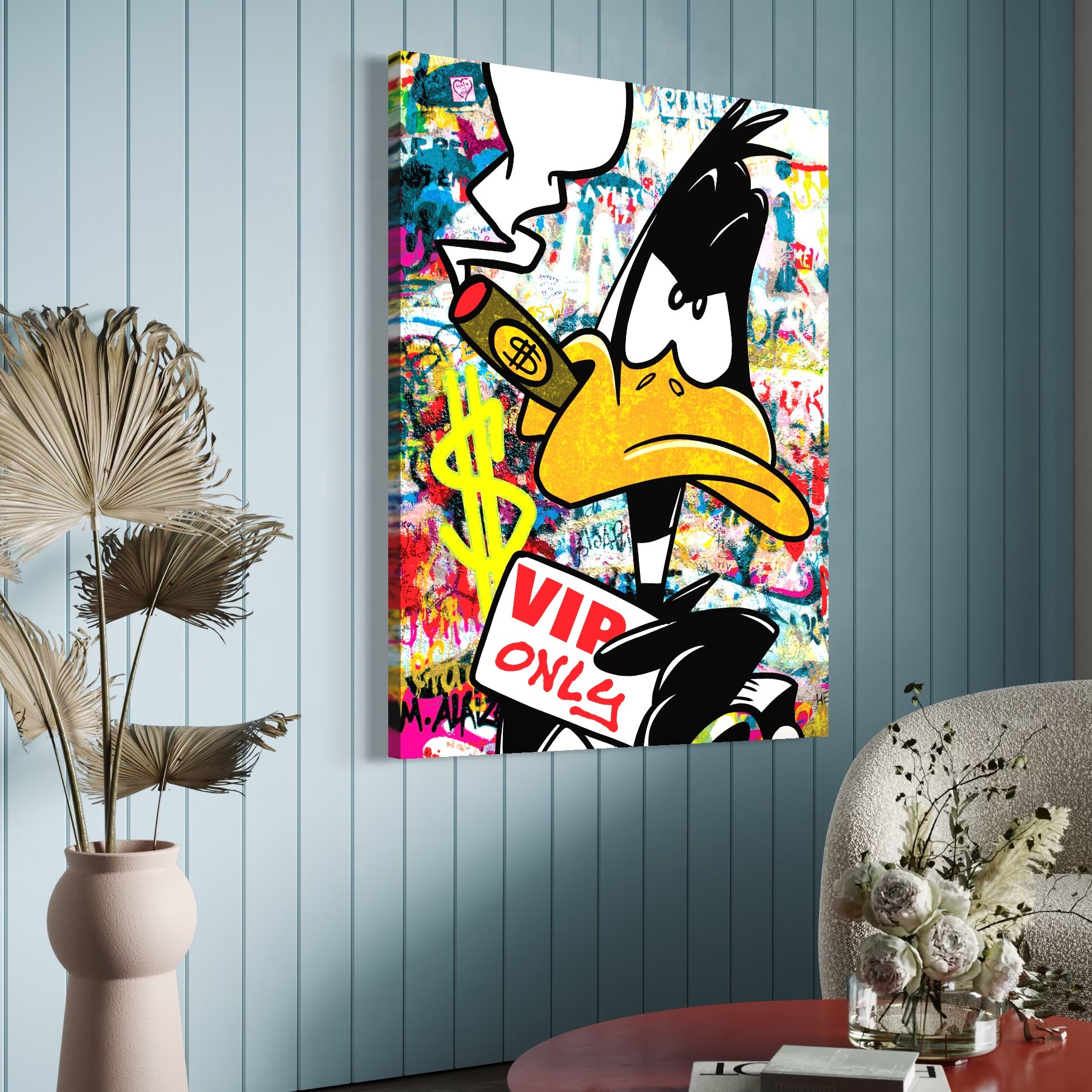 Tablou Canvas Premium, LuxCanva® A1042, Daffy Duck, Desene Animate, Looney Tunes, Dollar, VIP, Culori Vibrante