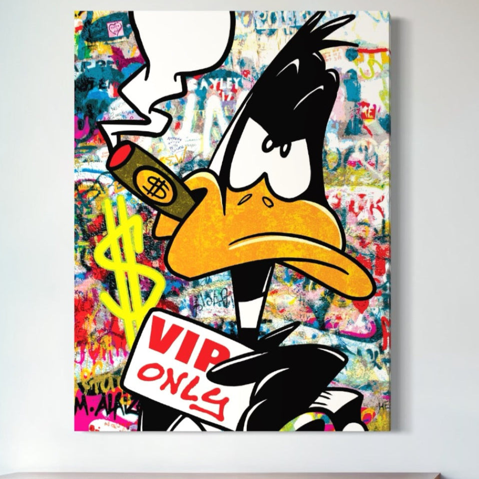Tablou Canvas Premium, LuxCanva® A1042, Daffy Duck, Desene Animate, Looney Tunes, Dollar, VIP, Culori Vibrante