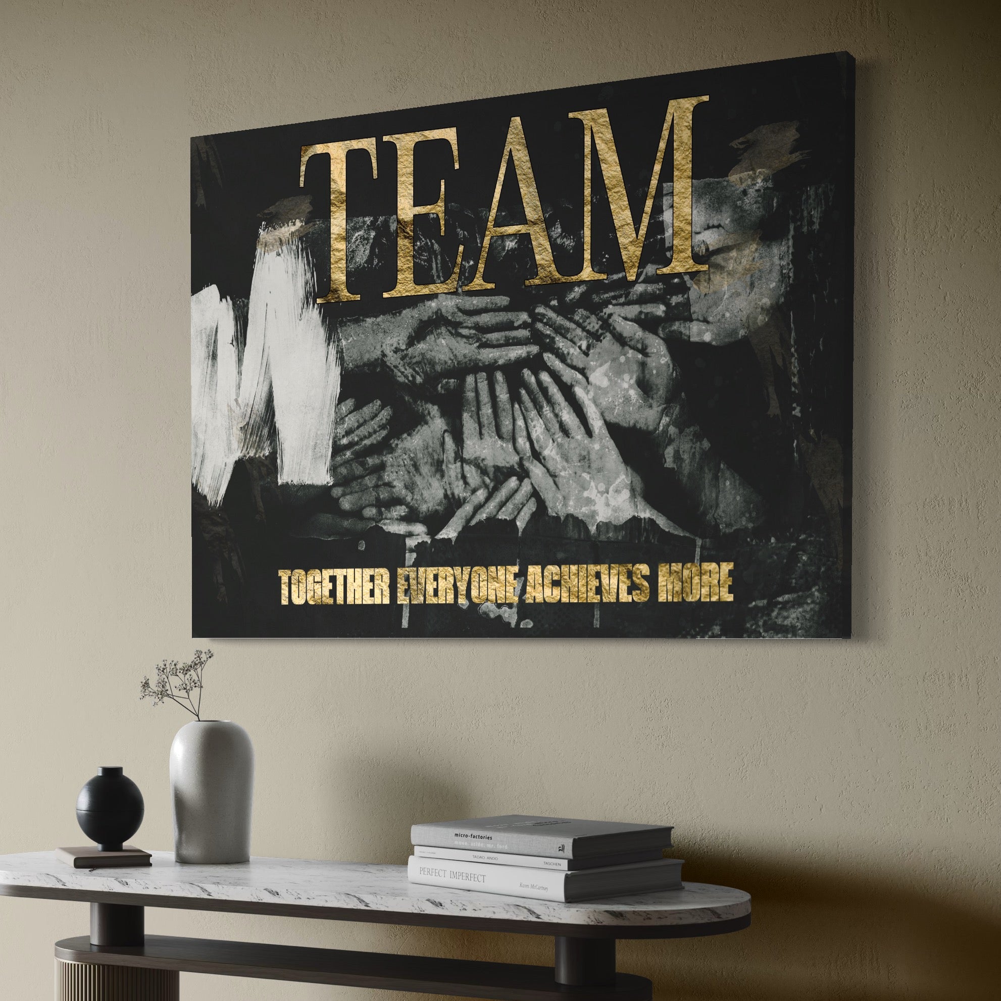 Tablou Canvas Premium, LuxCanva® A1031, Team, Decorativ, Echipa, Teamwork, Birou, Motivational, Culori Vibrante