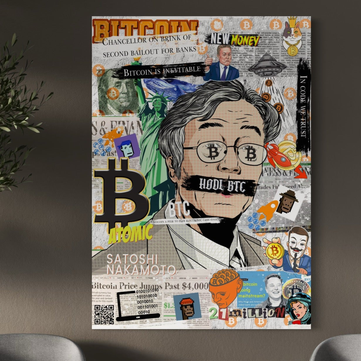 Tablou Canvas Premium, LuxCanva® A1027, Bitcoin, Decorativ, Criptomoneda, BTC, Motivational, Culori Vibrante