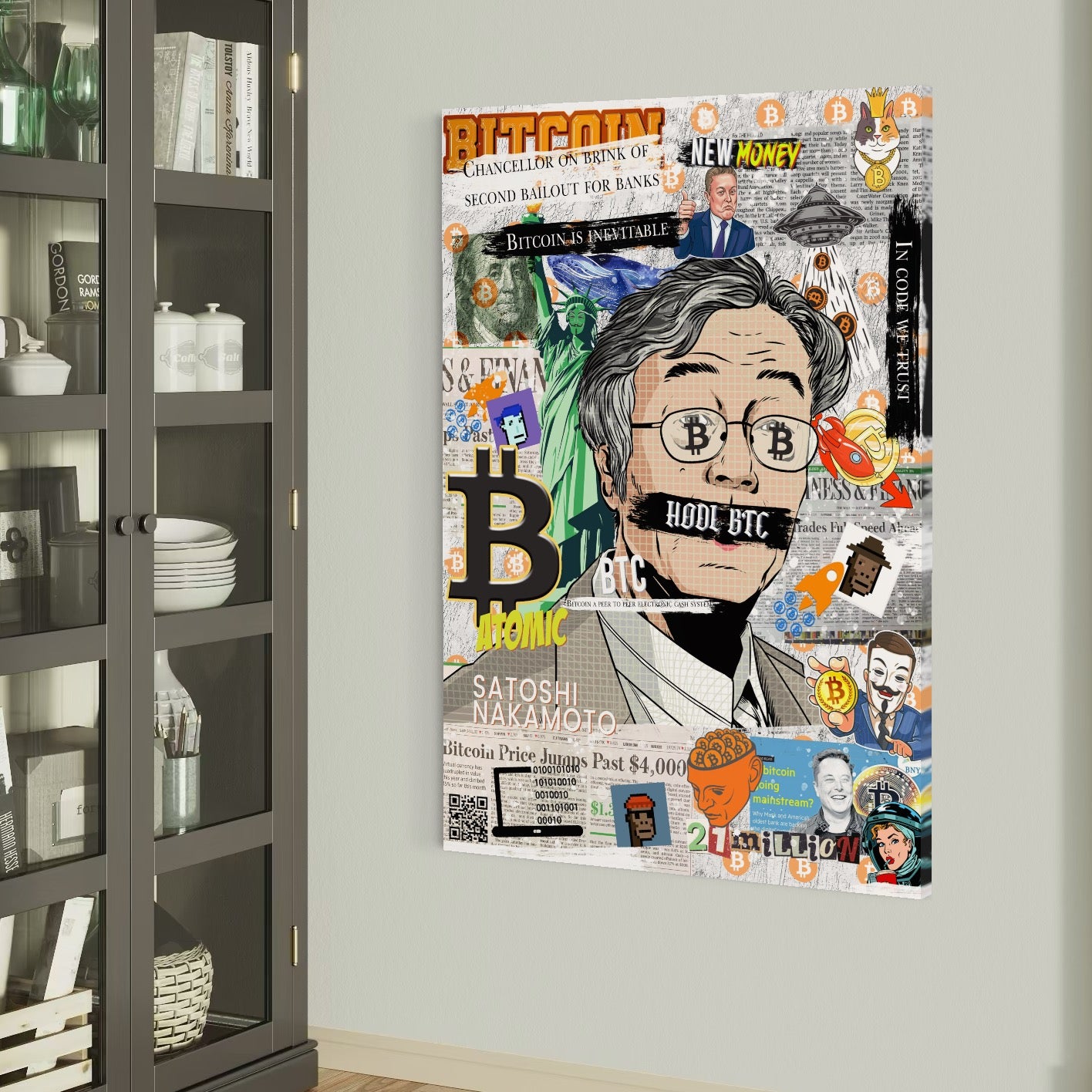 Tablou Canvas Premium, LuxCanva® A1027, Bitcoin, Decorativ, Criptomoneda, BTC, Motivational, Culori Vibrante