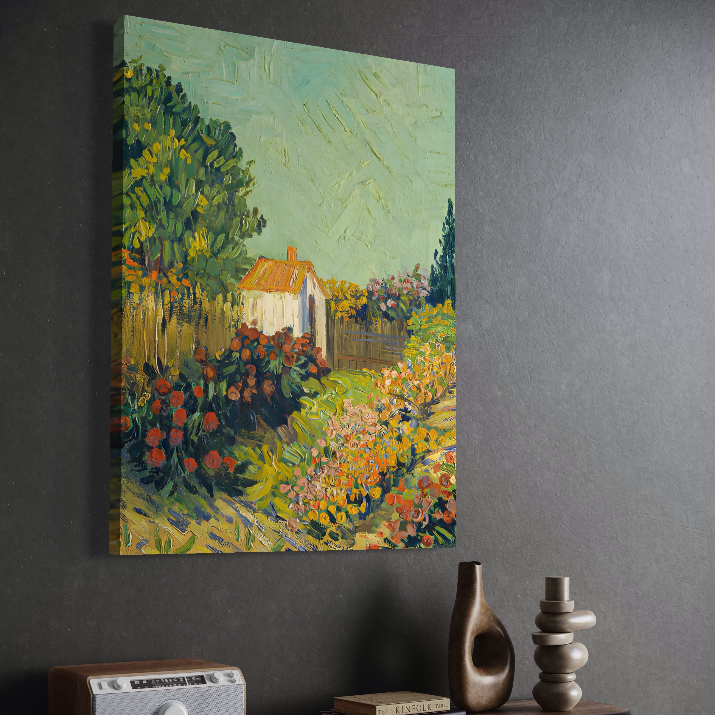 Tablou Canvas Premium LuxCanva® A1411, Garden Vintage , Room, Gradina, Casa, Flori, Arta, Studio, Culori Vibrante