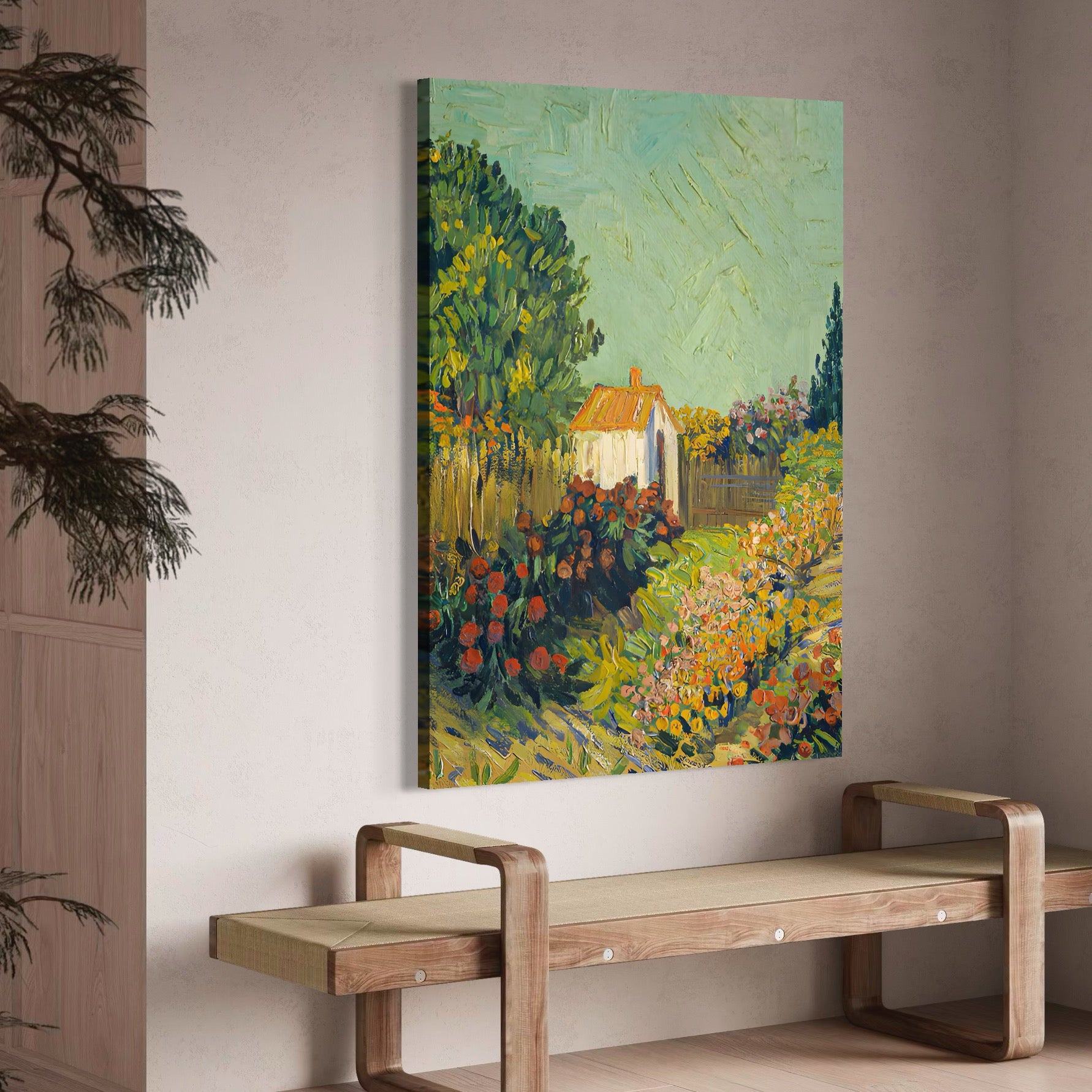 Tablou Canvas Premium LuxCanva® A1411, Garden Vintage , Room, Gradina, Casa, Flori, Arta, Studio, Culori Vibrante