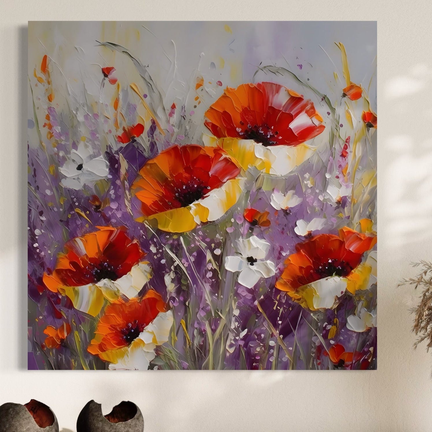 Tablou Canvas Premium LuxCanva® A1412, Flori Salbatice ,  Room, Maci, Natura, Primavara, Living, Culori Vibrante