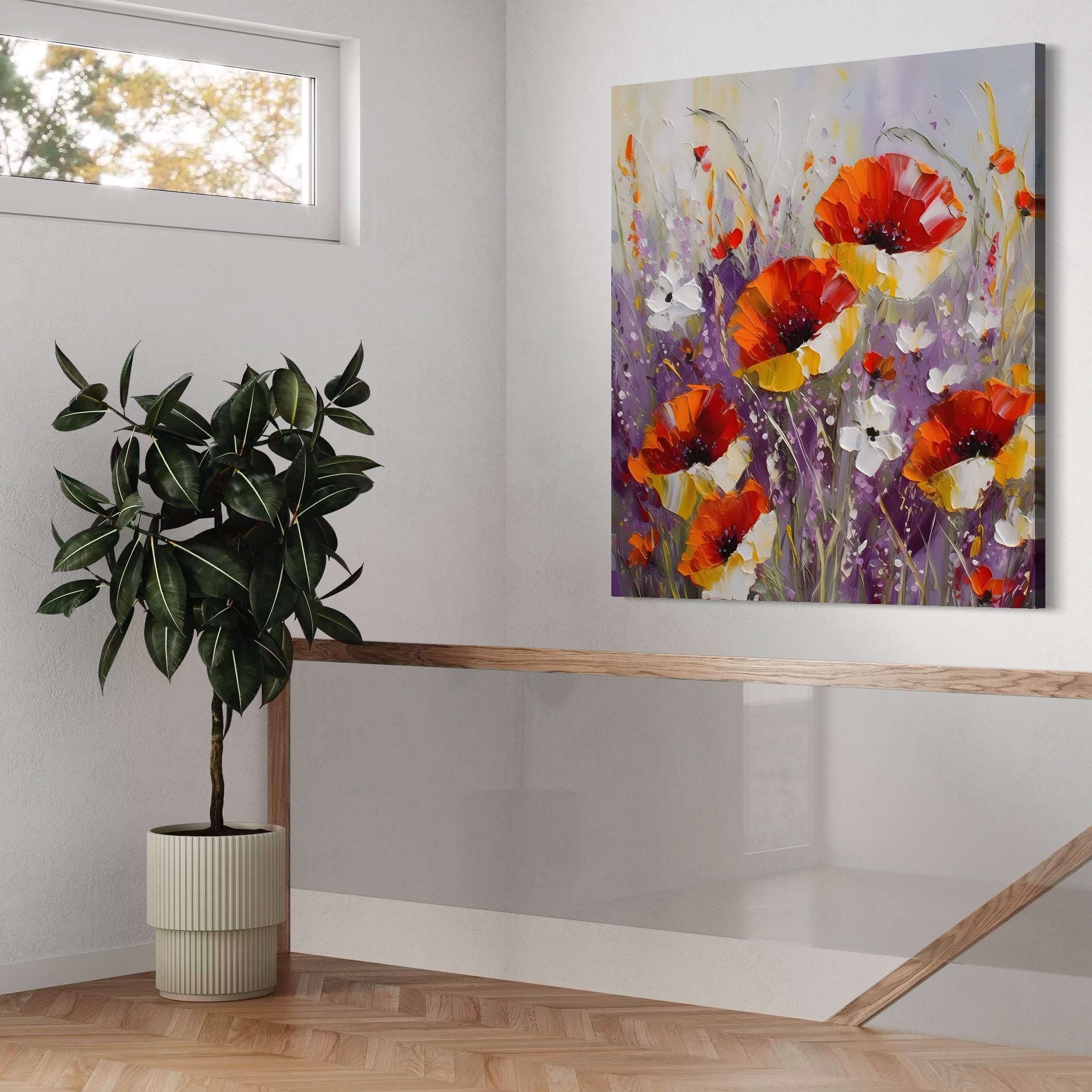 Tablou Canvas Premium LuxCanva® A1412, Flori Salbatice ,  Room, Maci, Natura, Primavara, Living, Culori Vibrante