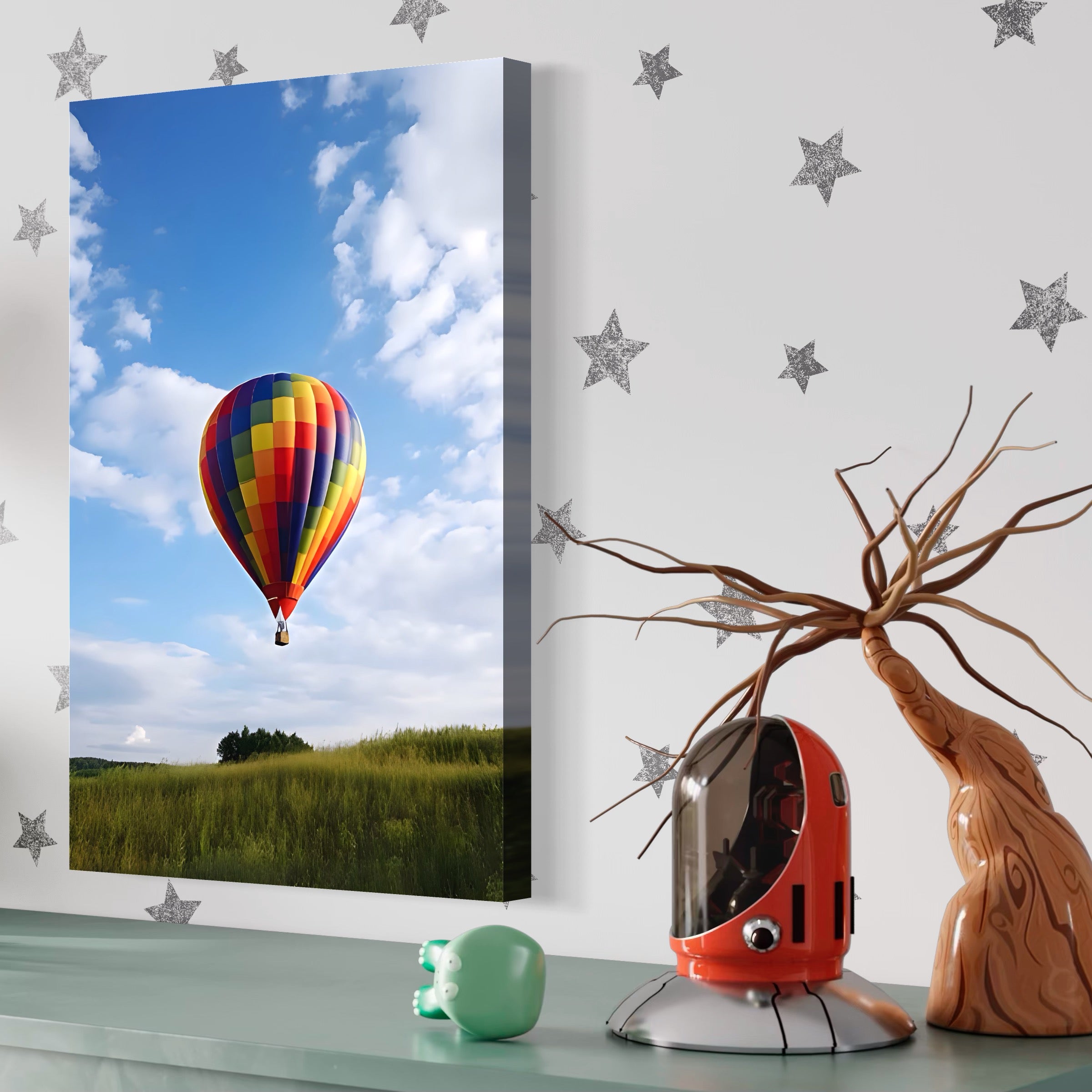Tablou Canvas Premium LuxCanva® A1414, Zburatorul , Room, Balon Cu Aer Cald, Calatorie, Colorat, Aventura, Living, Culori Vibrante