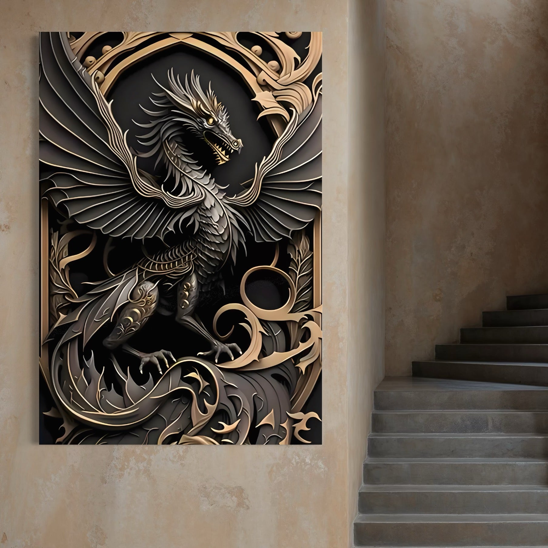 Tablou Canvas Premium, LuxCanva® C1251, Dragon,  Relaxare, Living Room, Culori Vibrante