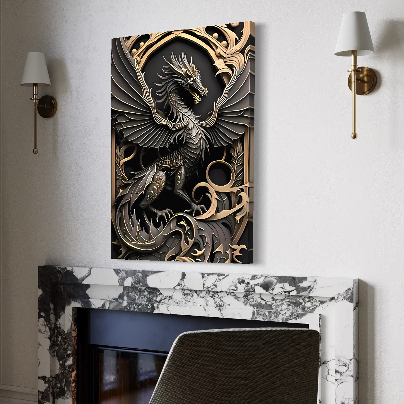 Tablou Canvas Premium, LuxCanva® C1251, Dragon,  Relaxare, Living Room, Culori Vibrante