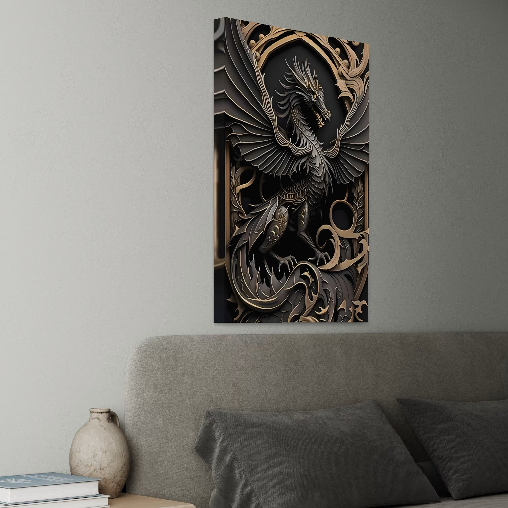Tablou Canvas Premium, LuxCanva® C1251, Dragon,  Relaxare, Living Room, Culori Vibrante