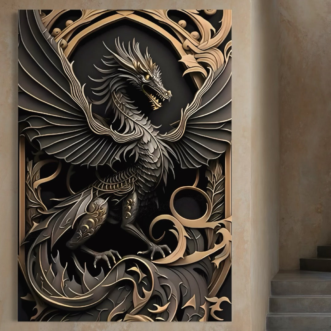 Tablou Canvas Premium, LuxCanva® C1251, Dragon,  Relaxare, Living Room, Culori Vibrante