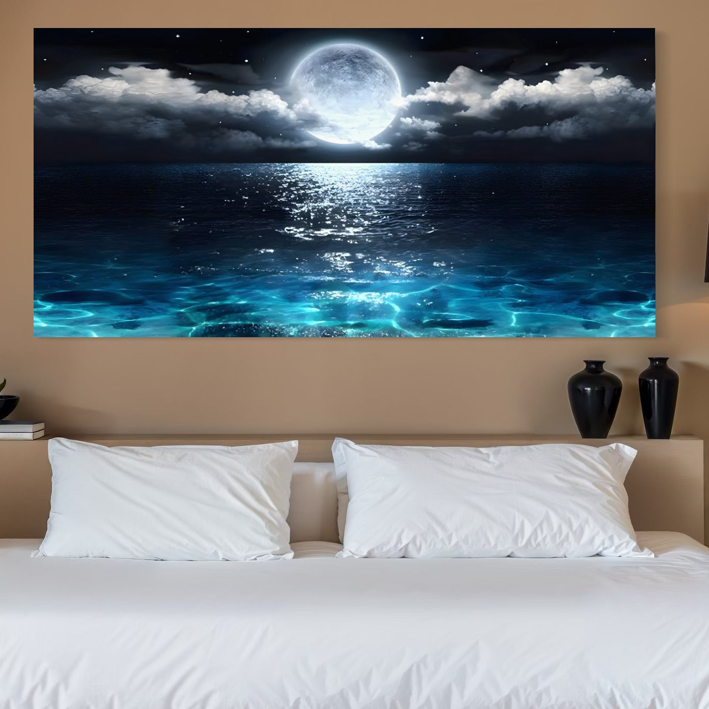 Tablou Canvas Premium, LuxCanva® C1254, Midnight Over The Sea, Relaxare, Game Room, Kids Room Culori Vibrante