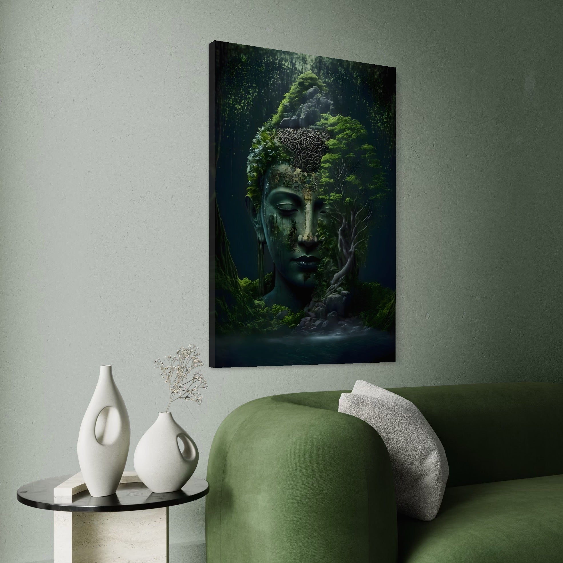 Tablou Canvas Premium, LuxCanva® C1258, Forest Covering Buddha, Relaxare, Living Room, Culori Vibrante